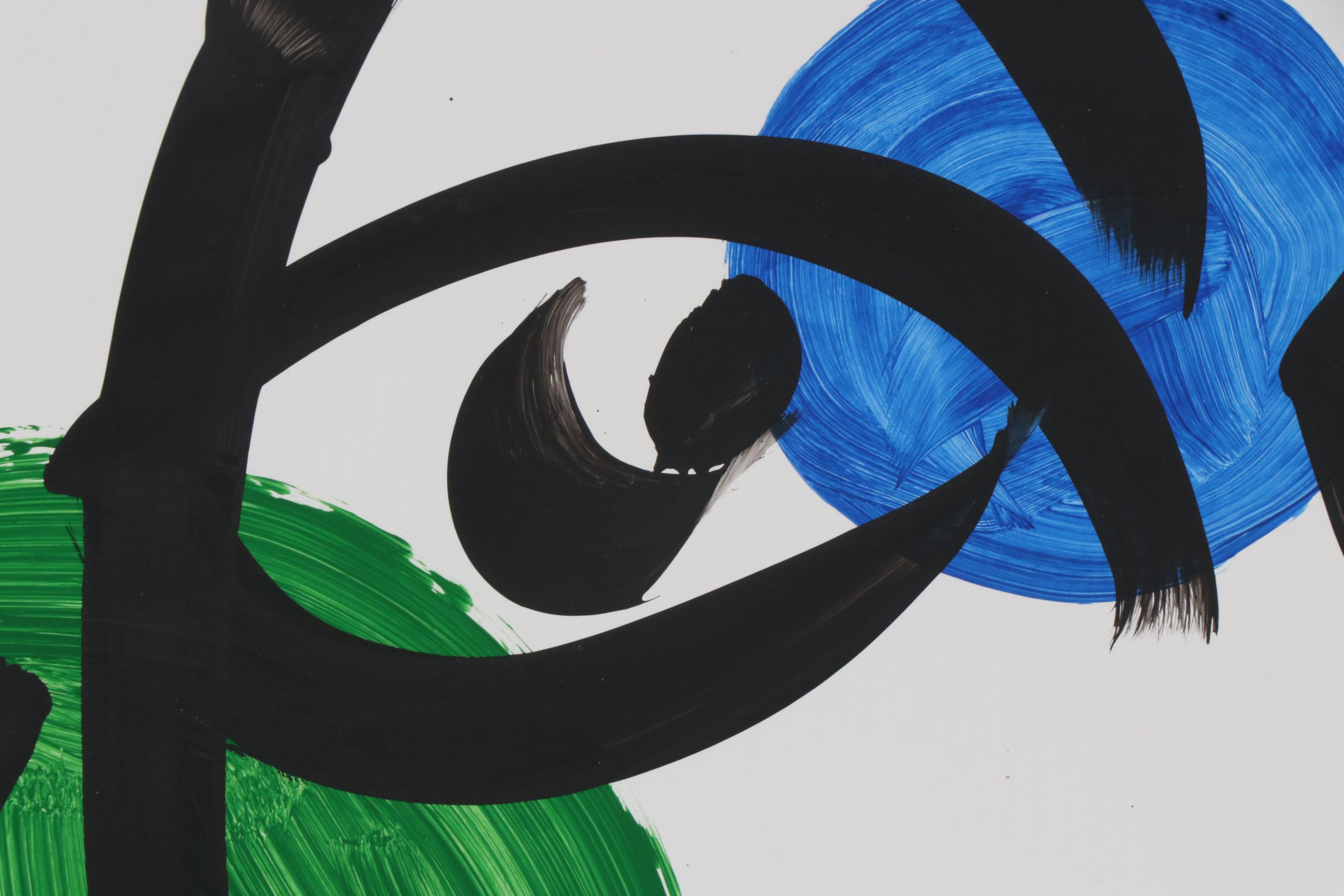 Peter Keil Abstract Portrait Acrylic Painting, Late 20th Century