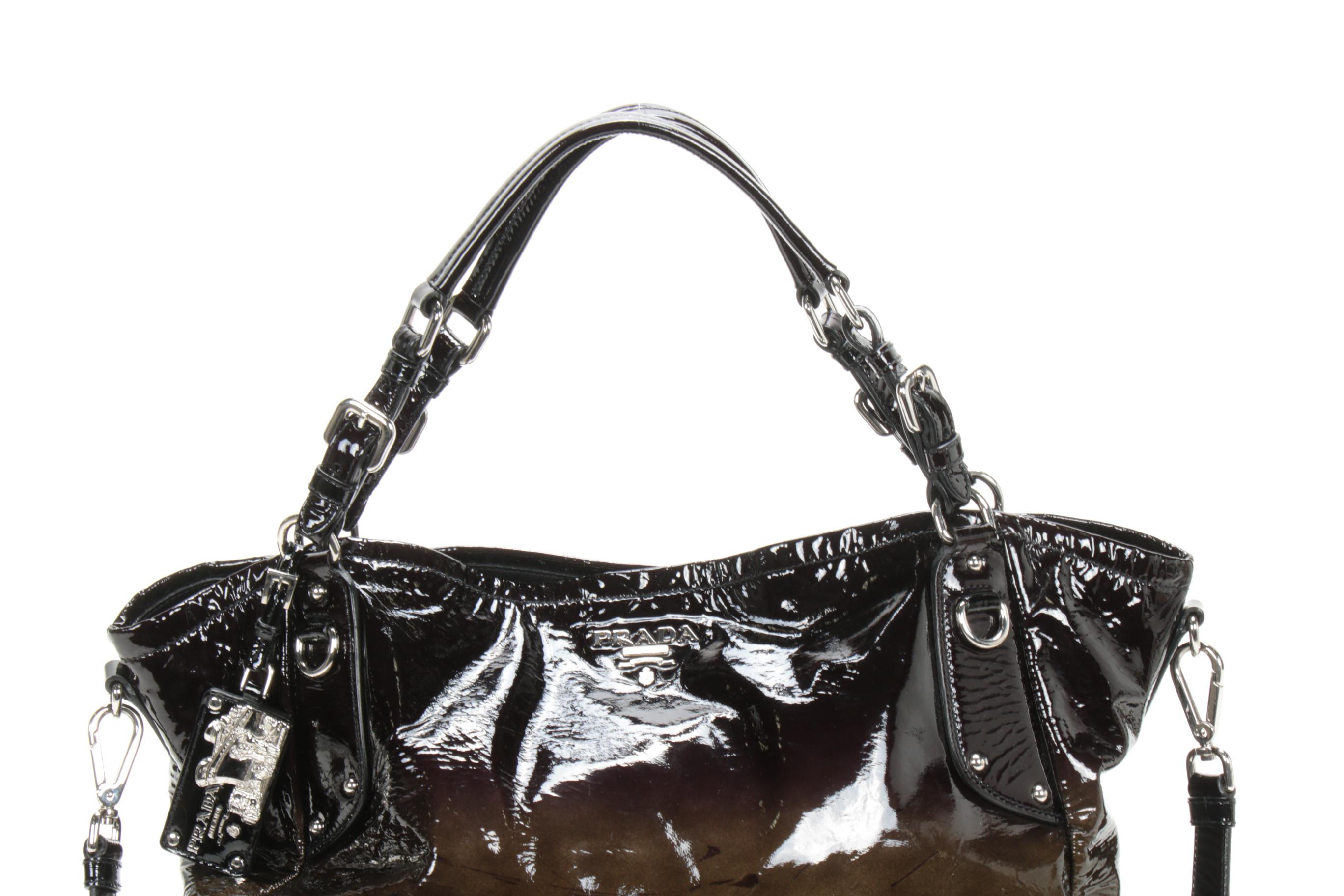 Prada Olive Ombré Patent Leather Two-Way Tote Bag