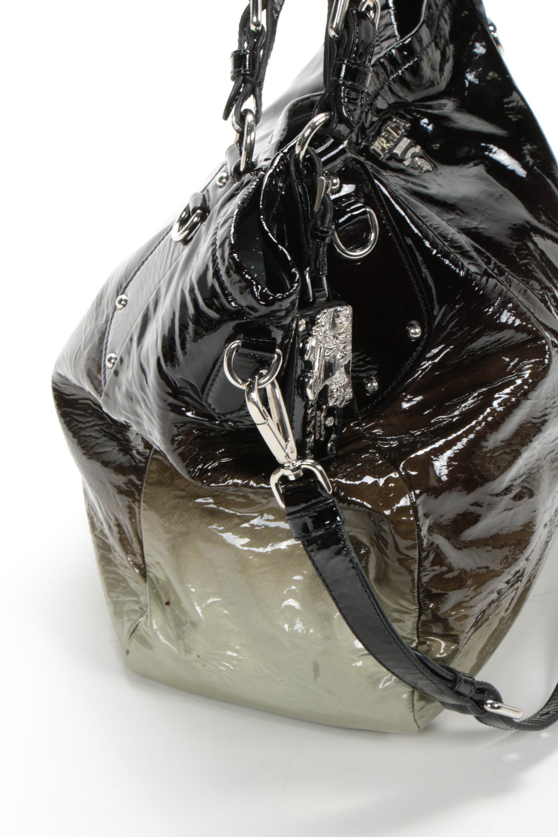 Prada Olive Ombré Patent Leather Two-Way Tote Bag