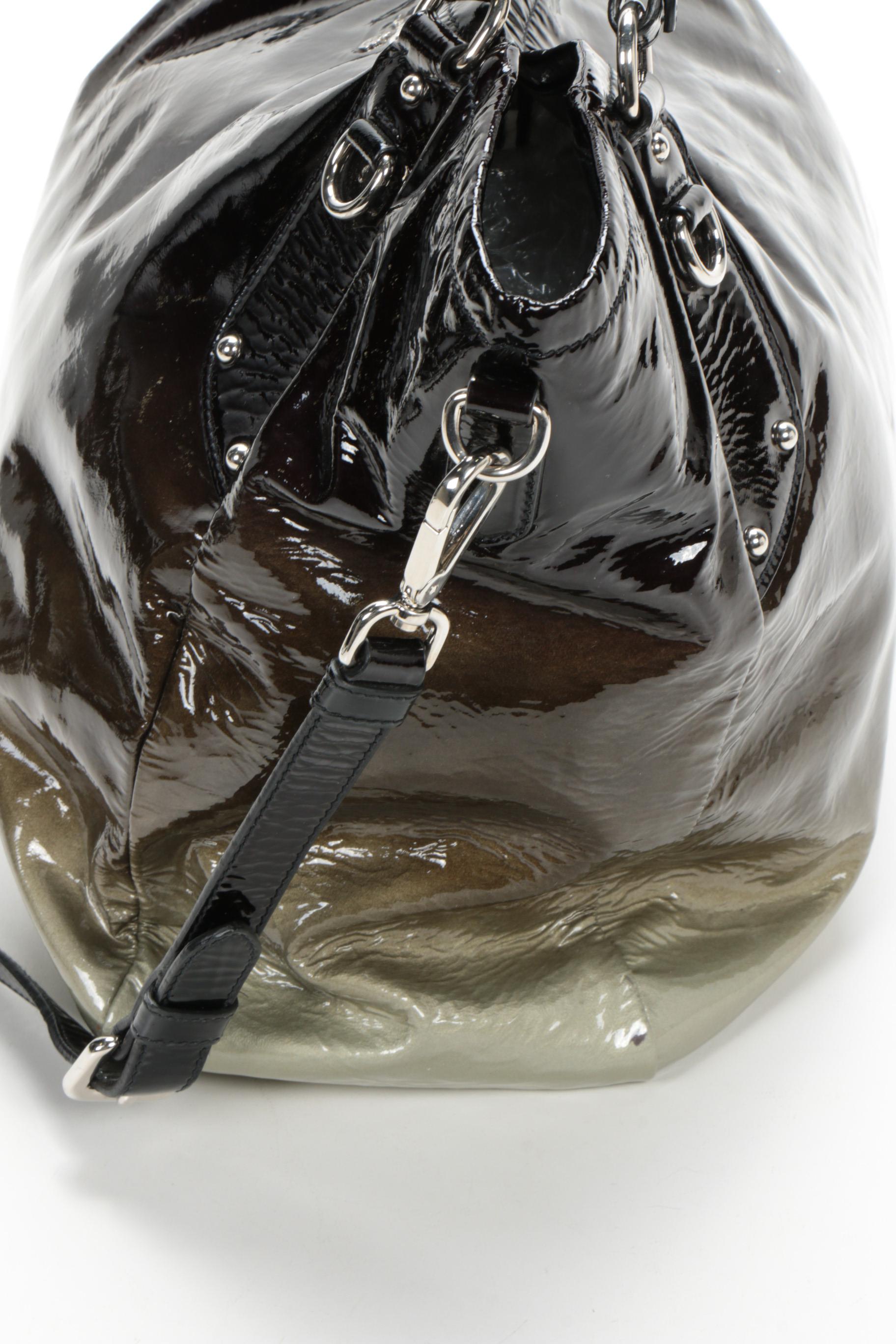 Prada Olive Ombré Patent Leather Two-Way Tote Bag