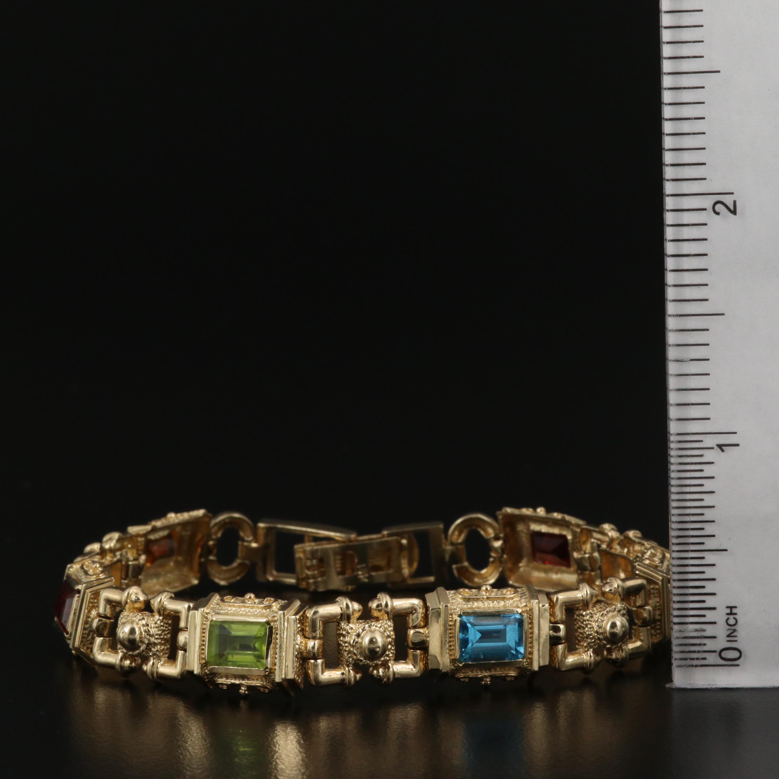 14K Bracelet with Garnet, Topaz, Amethyst, Citrine, Peridot