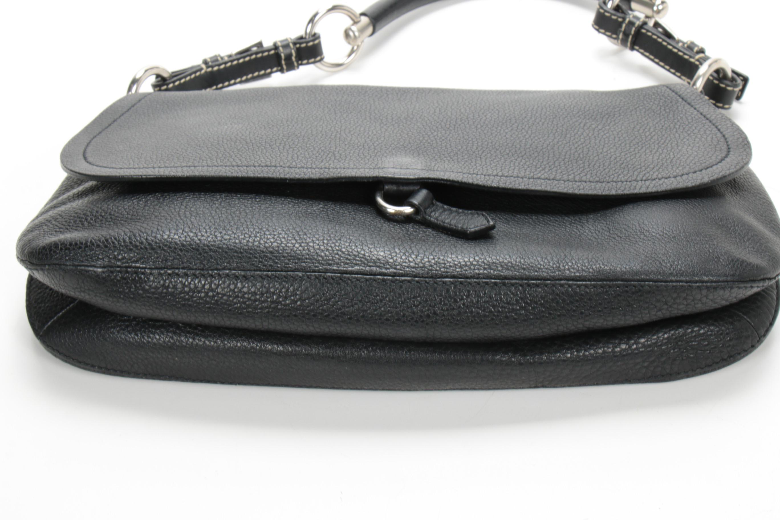 Prada Pebbled Leather Front Flat Shoulder Bag