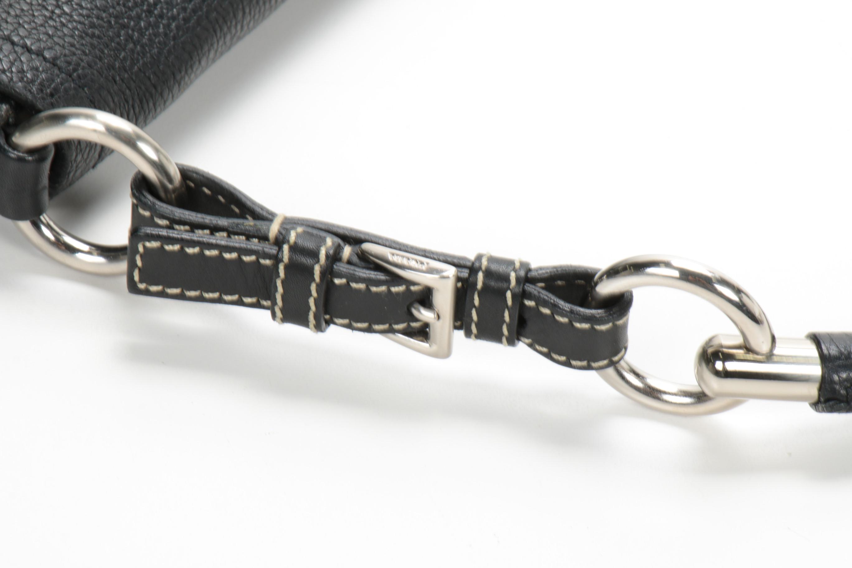 Prada Pebbled Leather Front Flat Shoulder Bag