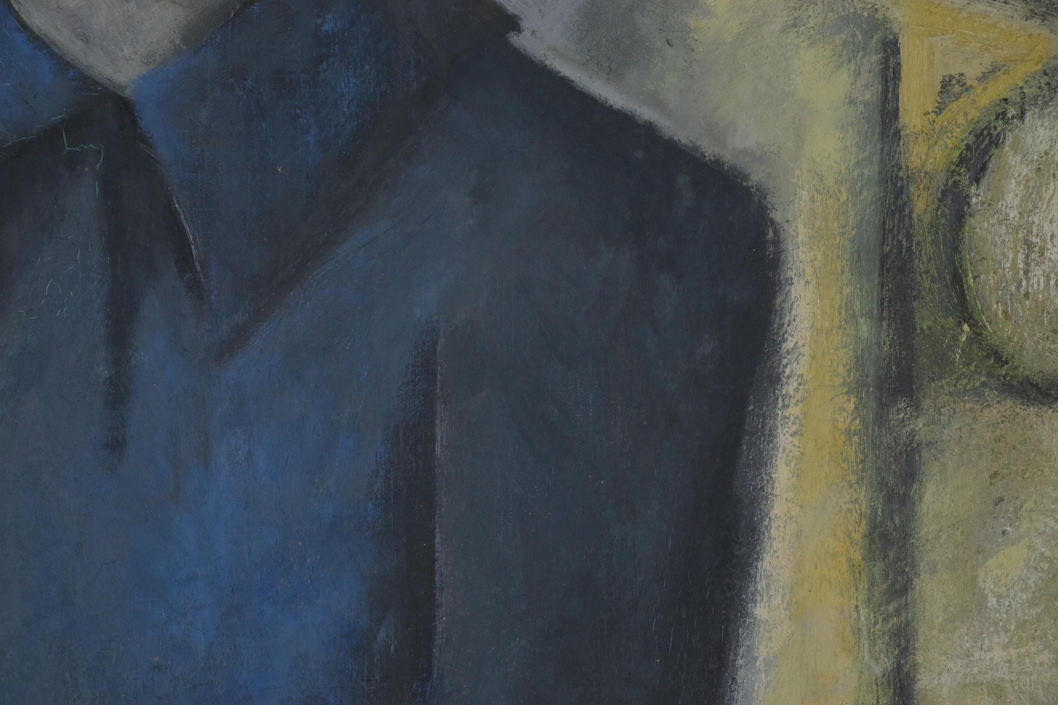 Walter Stomps Abstract Oil Painting "Portrait of a Young Girl", 1959