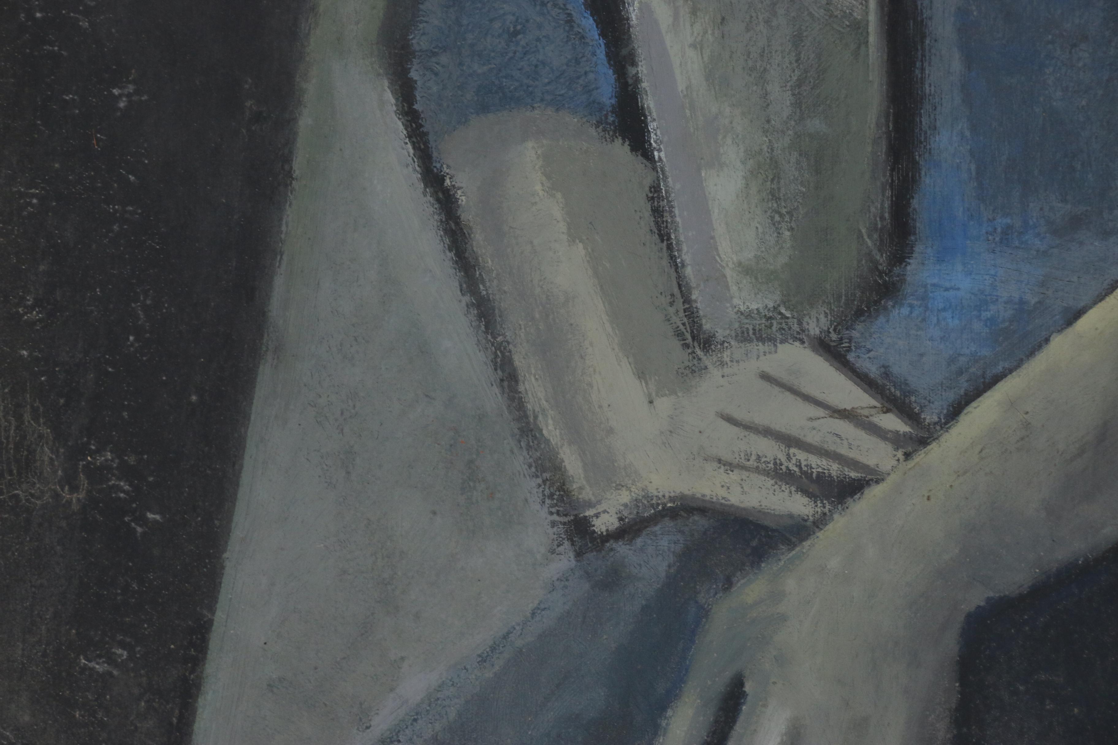 Walter Stomps Abstract Oil Painting "Portrait of a Young Girl", 1959