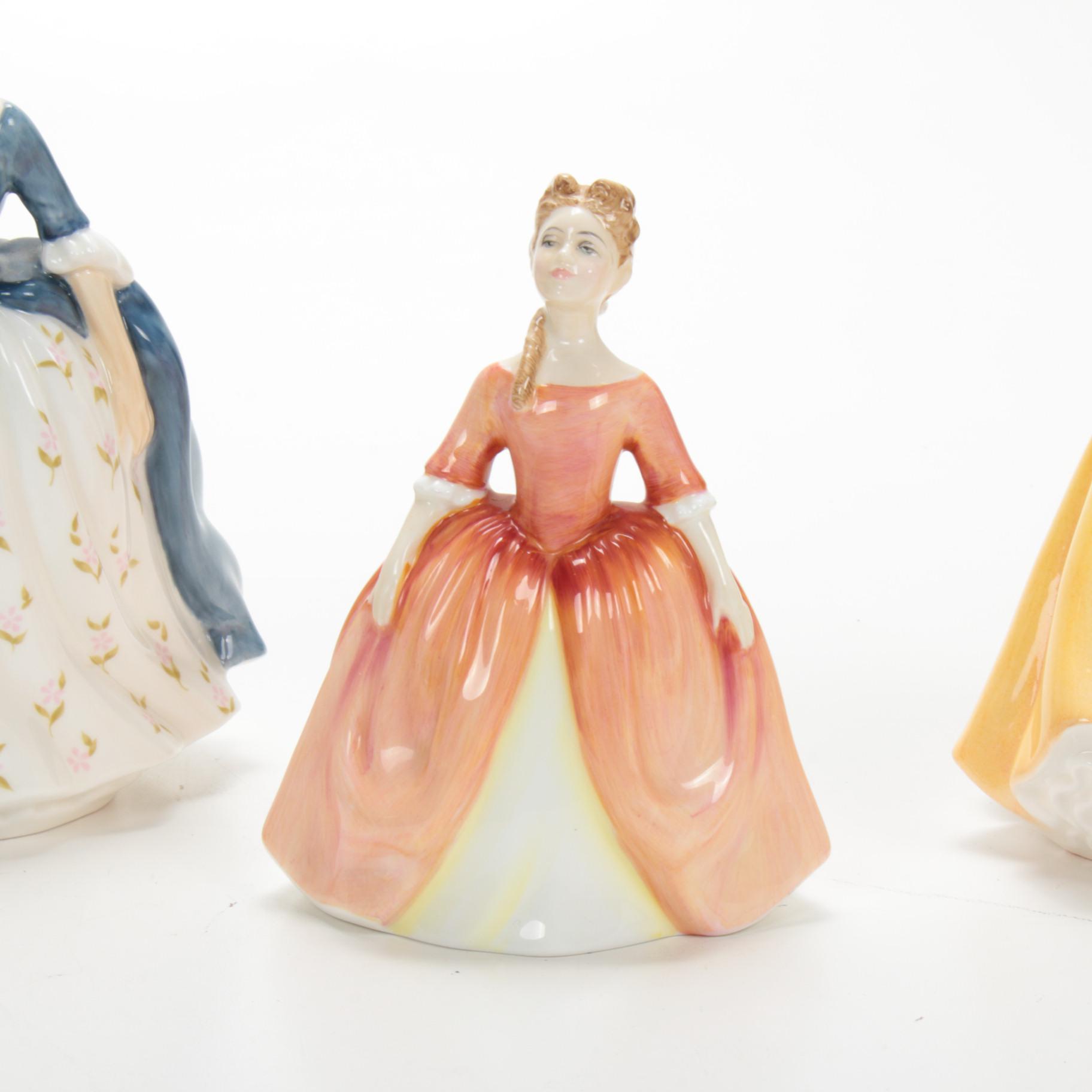 Royal Doulton Porcelain Lady Figurines, Mid to Late 20th Century
