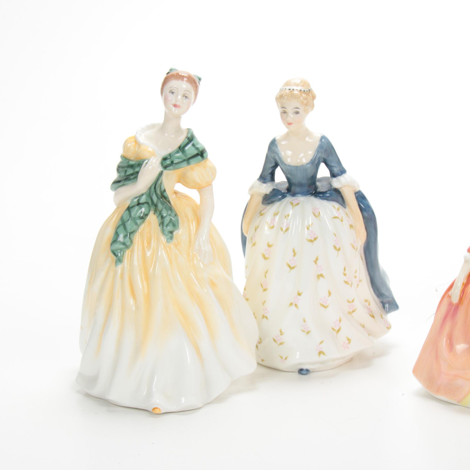 Royal Doulton Porcelain Lady Figurines, Mid to Late 20th Century