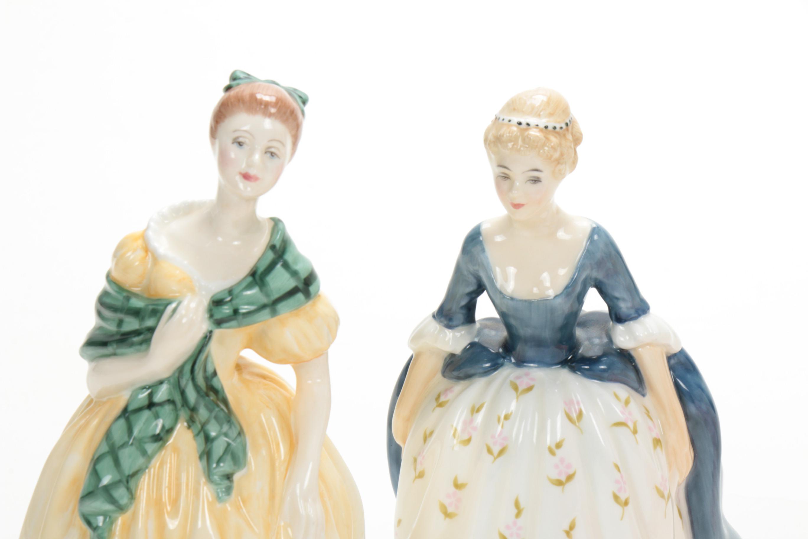 Royal Doulton Porcelain Lady Figurines, Mid to Late 20th Century