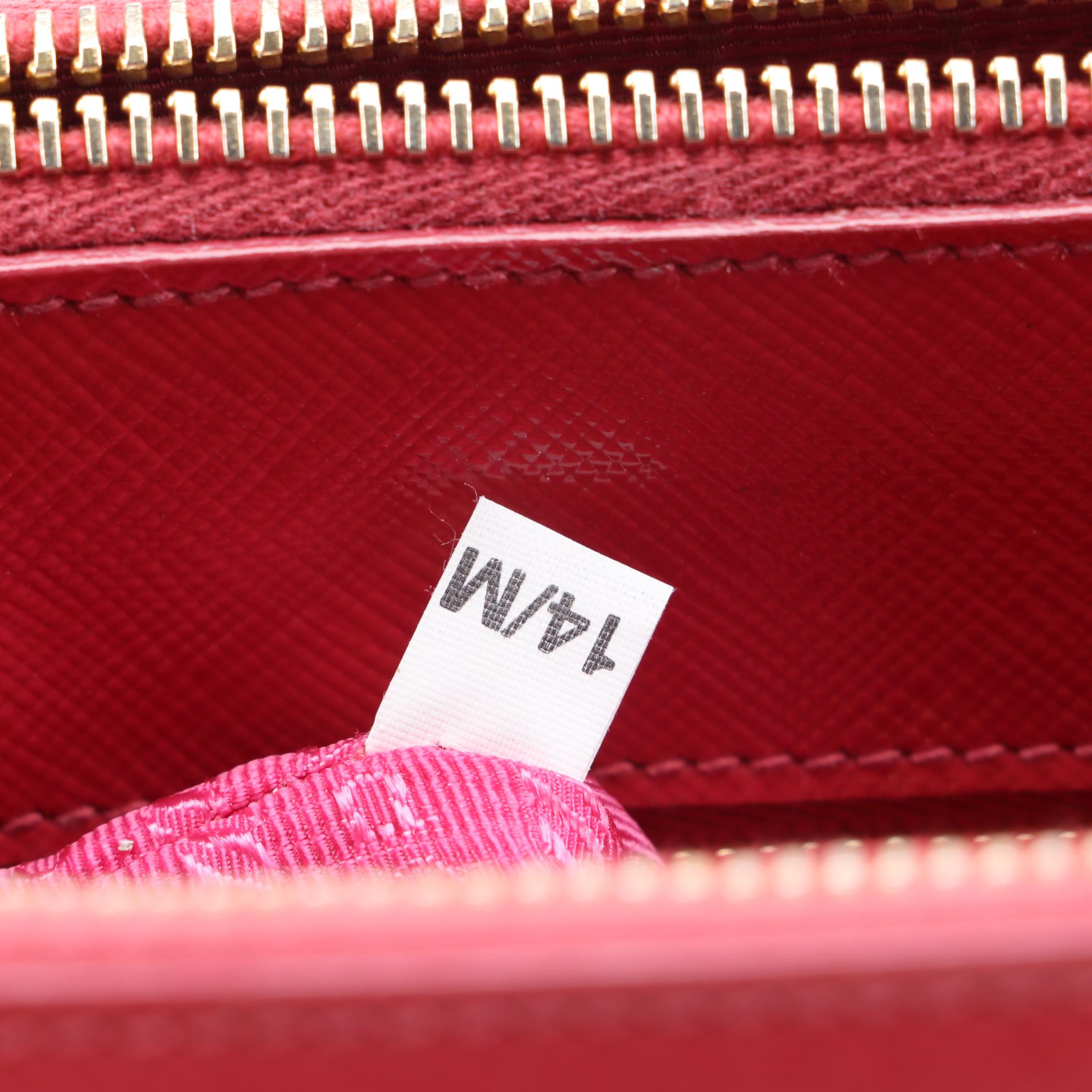 Prada Small Pink Saffiano Leather Lux Galleria Double Zip Tote