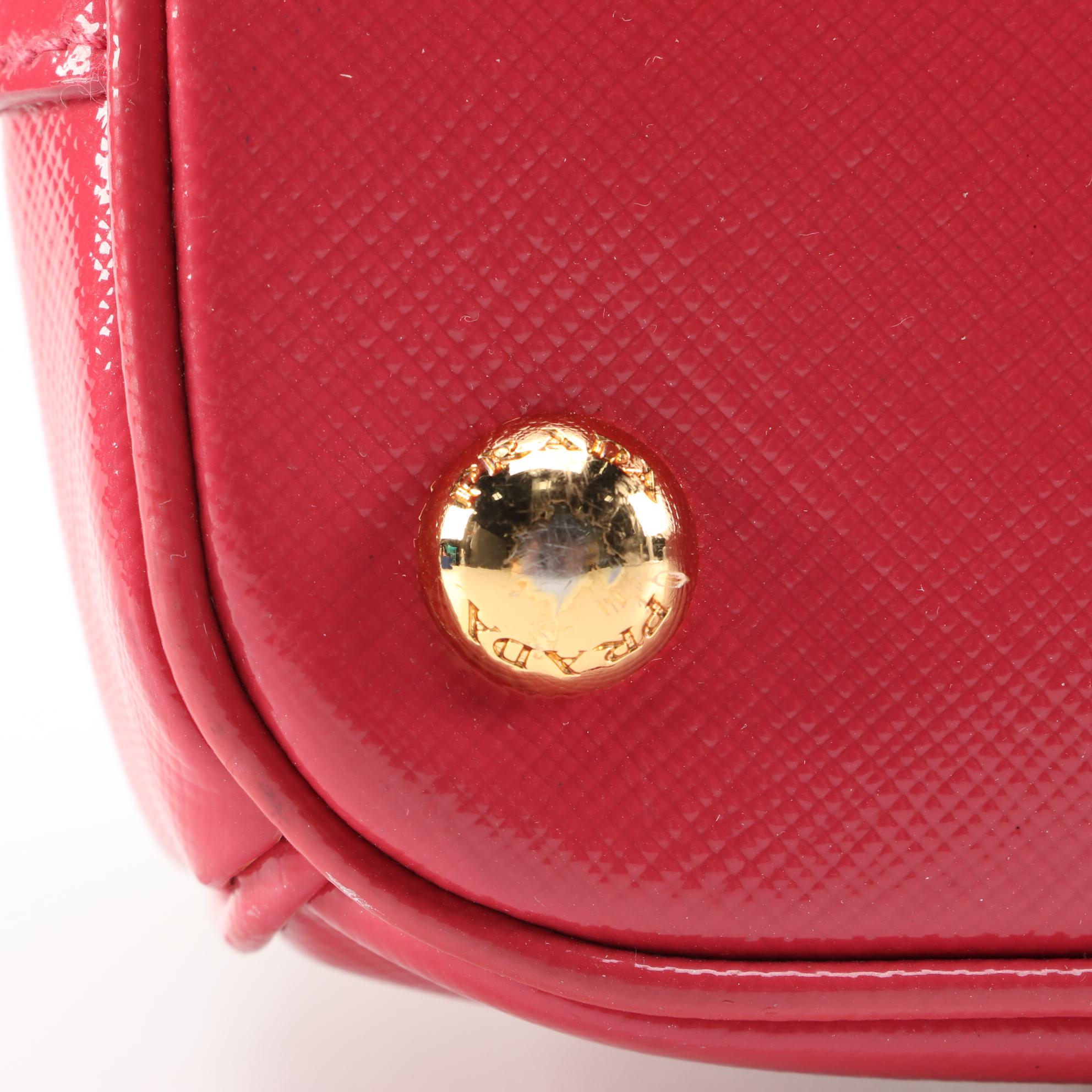 Prada Small Pink Saffiano Leather Lux Galleria Double Zip Tote