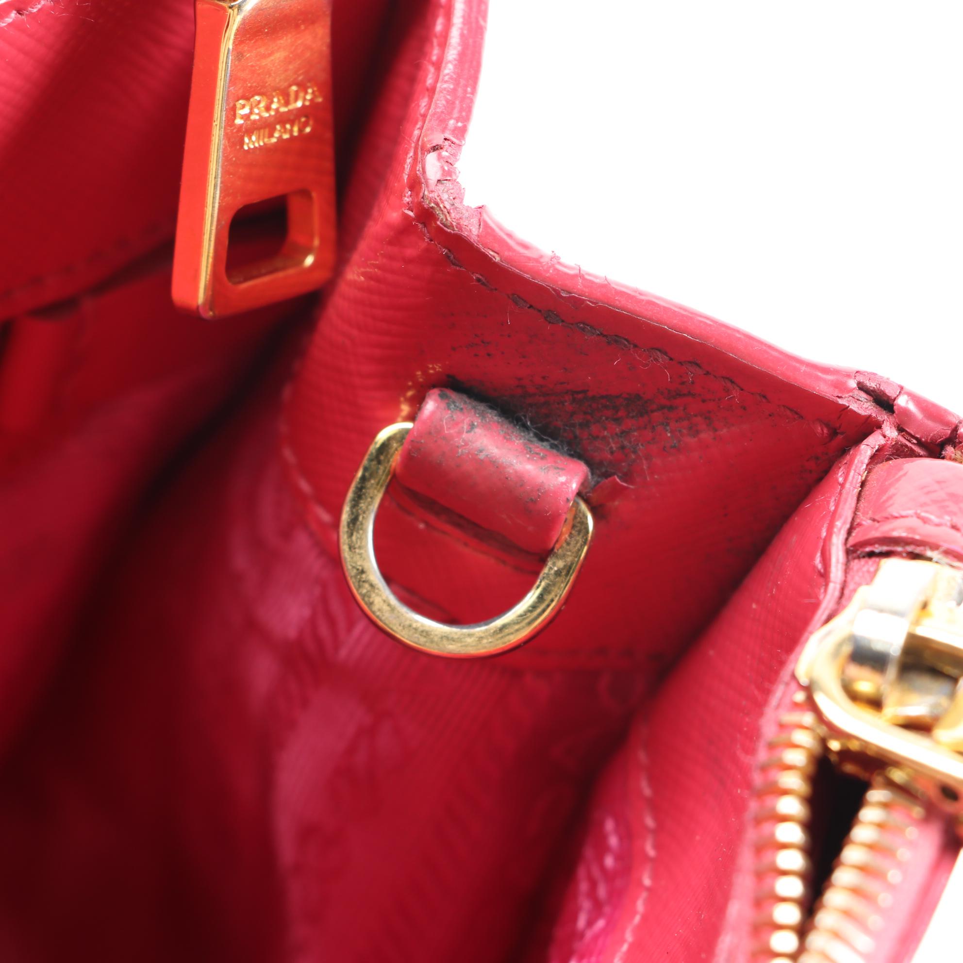 Prada Small Pink Saffiano Leather Lux Galleria Double Zip Tote