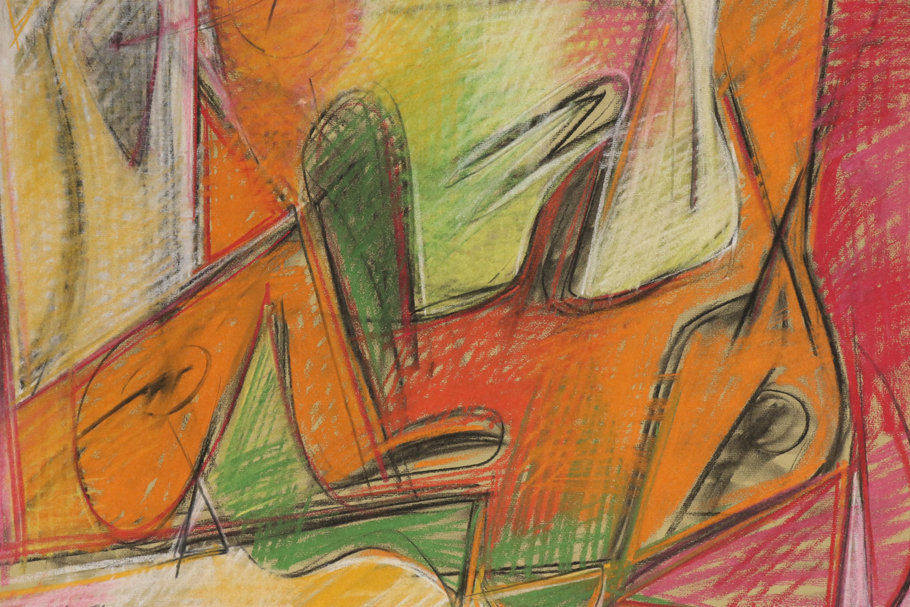 Walter Stomps Abstract Expressionist Pastel Drawing, 1960