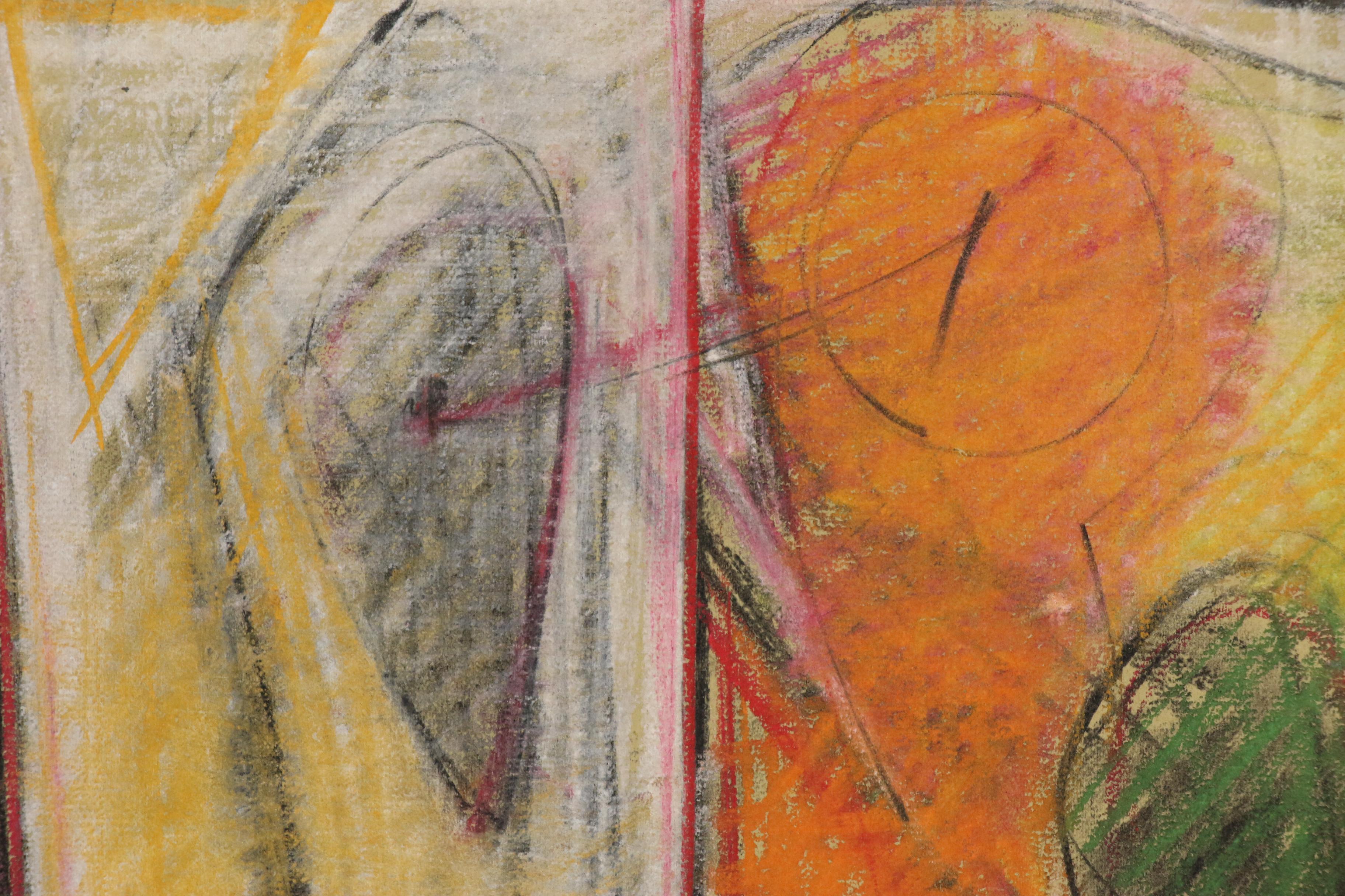 Walter Stomps Abstract Expressionist Pastel Drawing, 1960