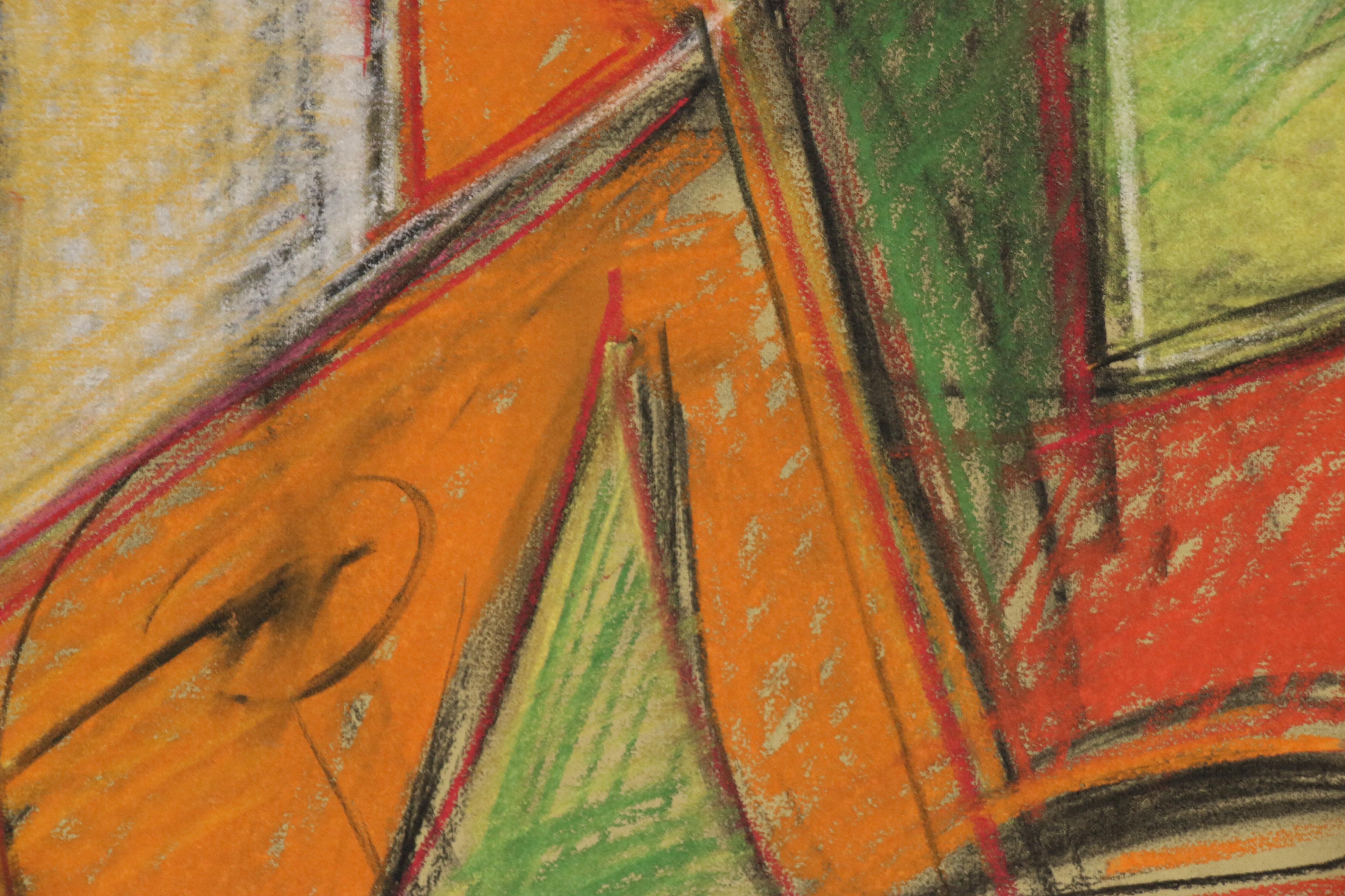 Walter Stomps Abstract Expressionist Pastel Drawing, 1960