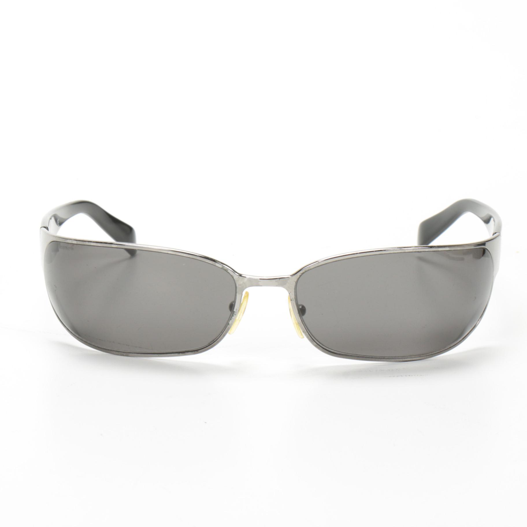 Prada SPR53F Metal Black Wrap Sunglasses