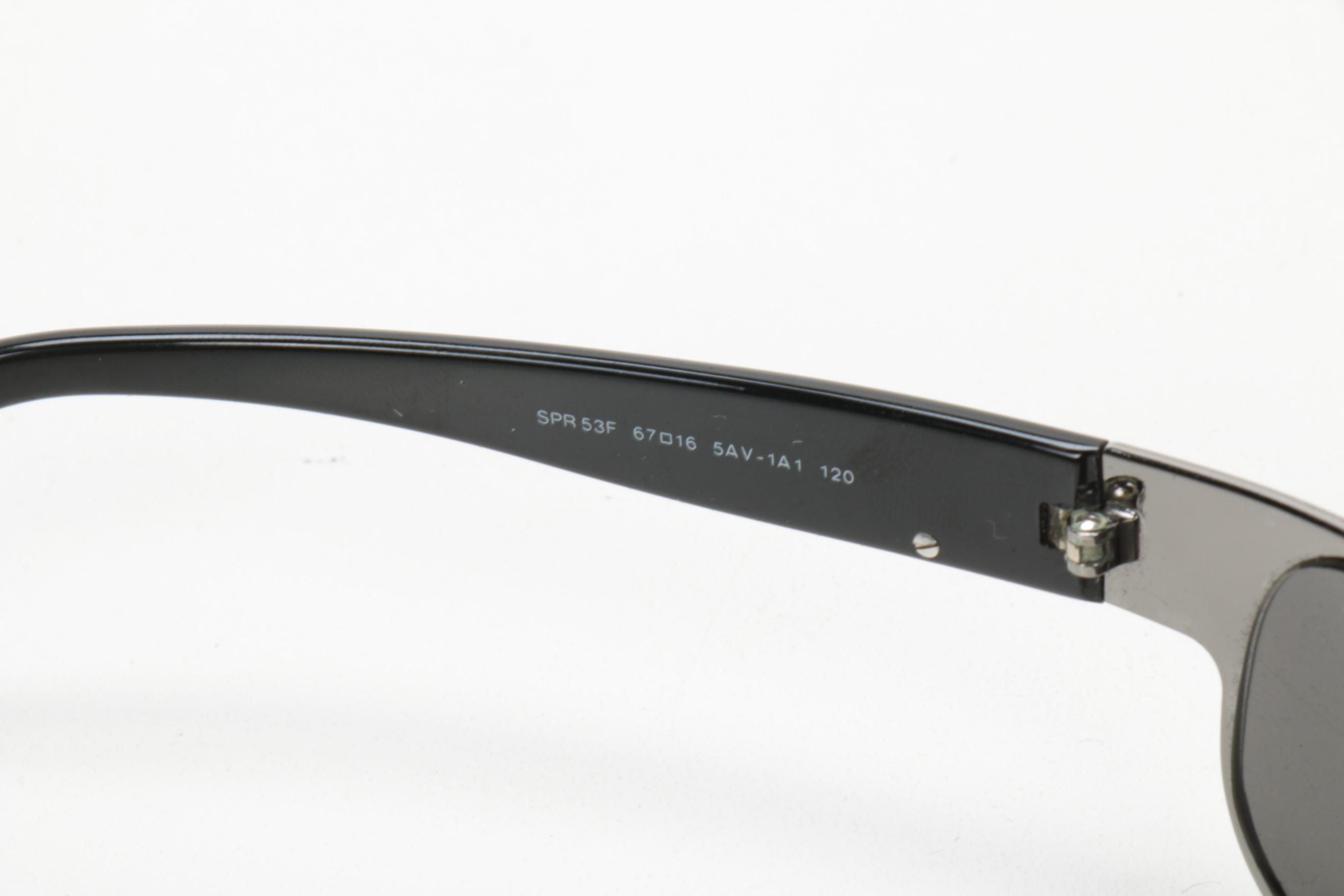 Prada SPR53F Metal Black Wrap Sunglasses