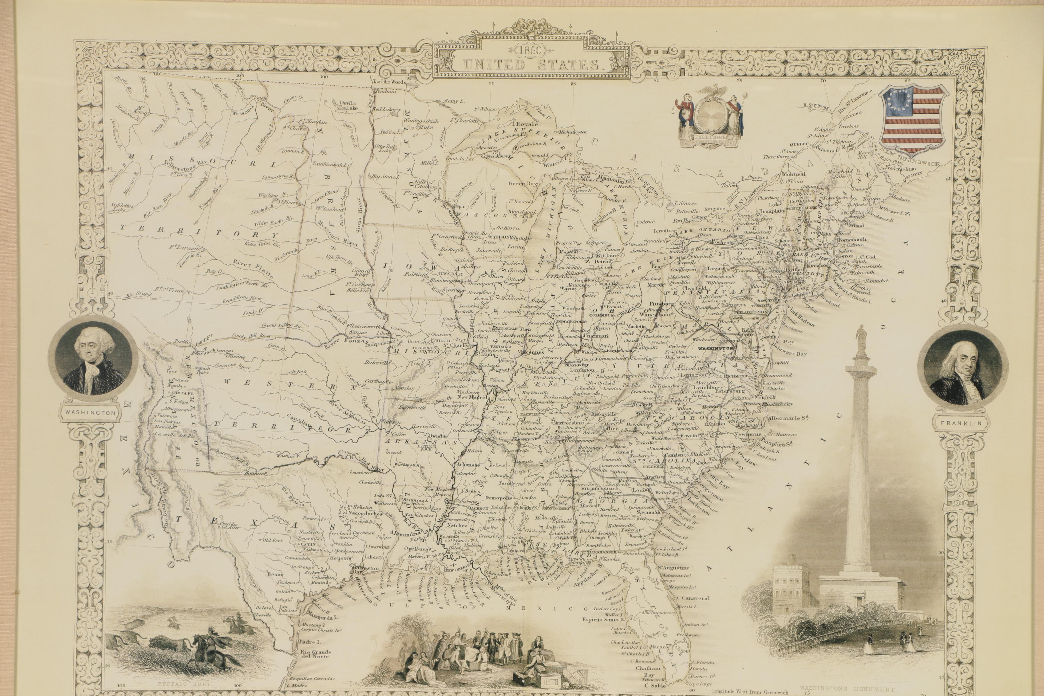 Giclée Map after John Tallis "1850 United States"