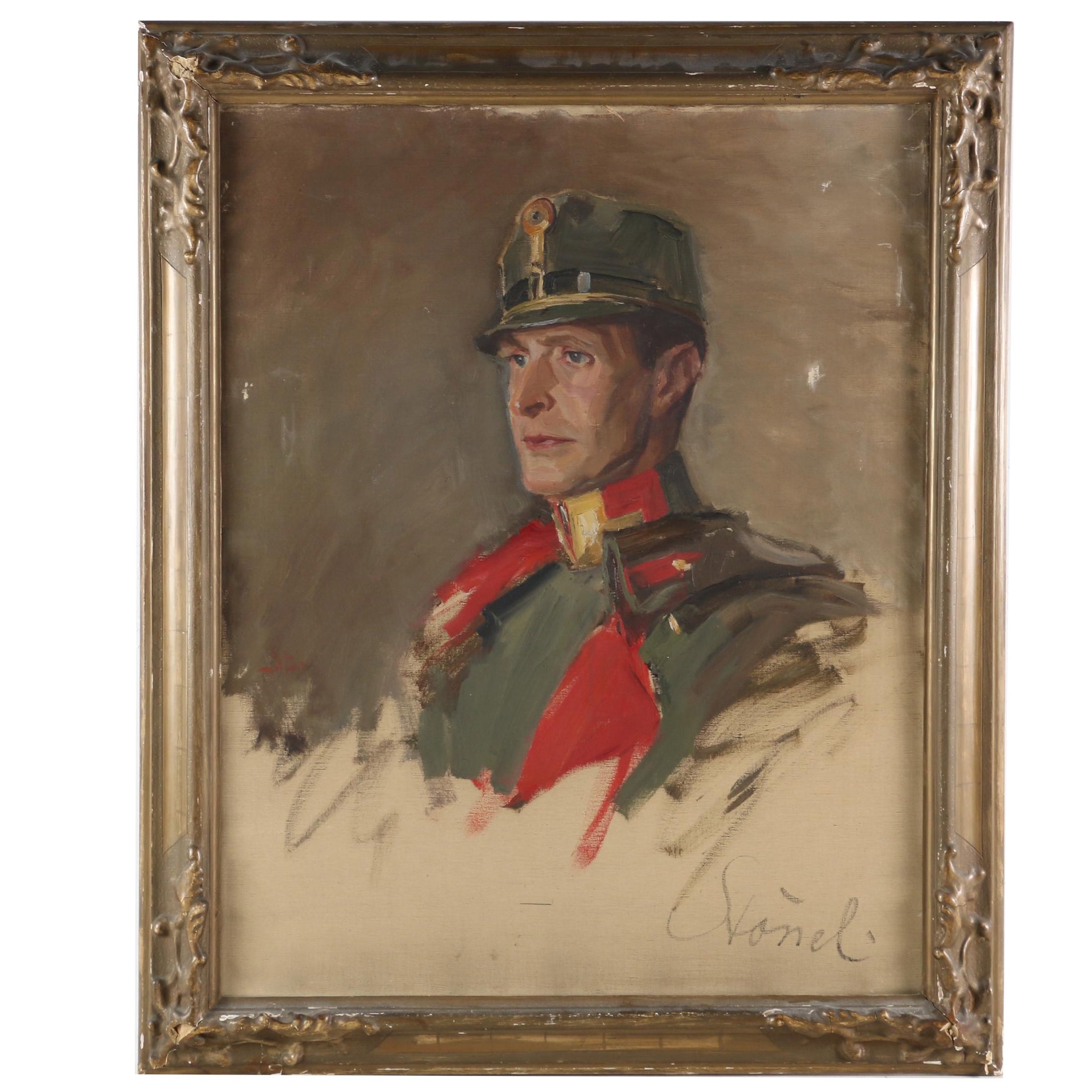 Portrait of a WWI Era Soldier Oil Painting