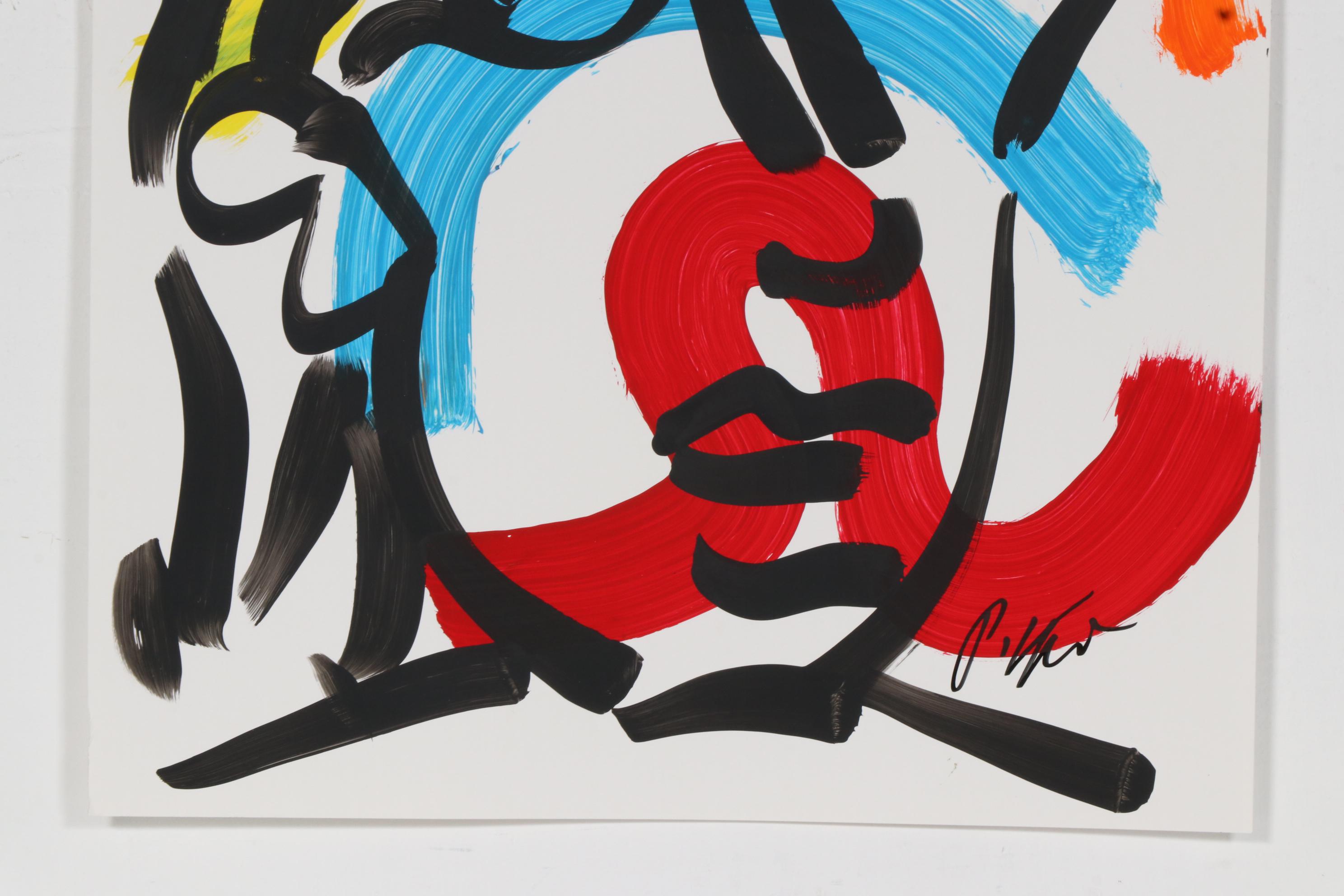 Peter Keil Abstract Portrait Acrylic Painting, Late 20th Century