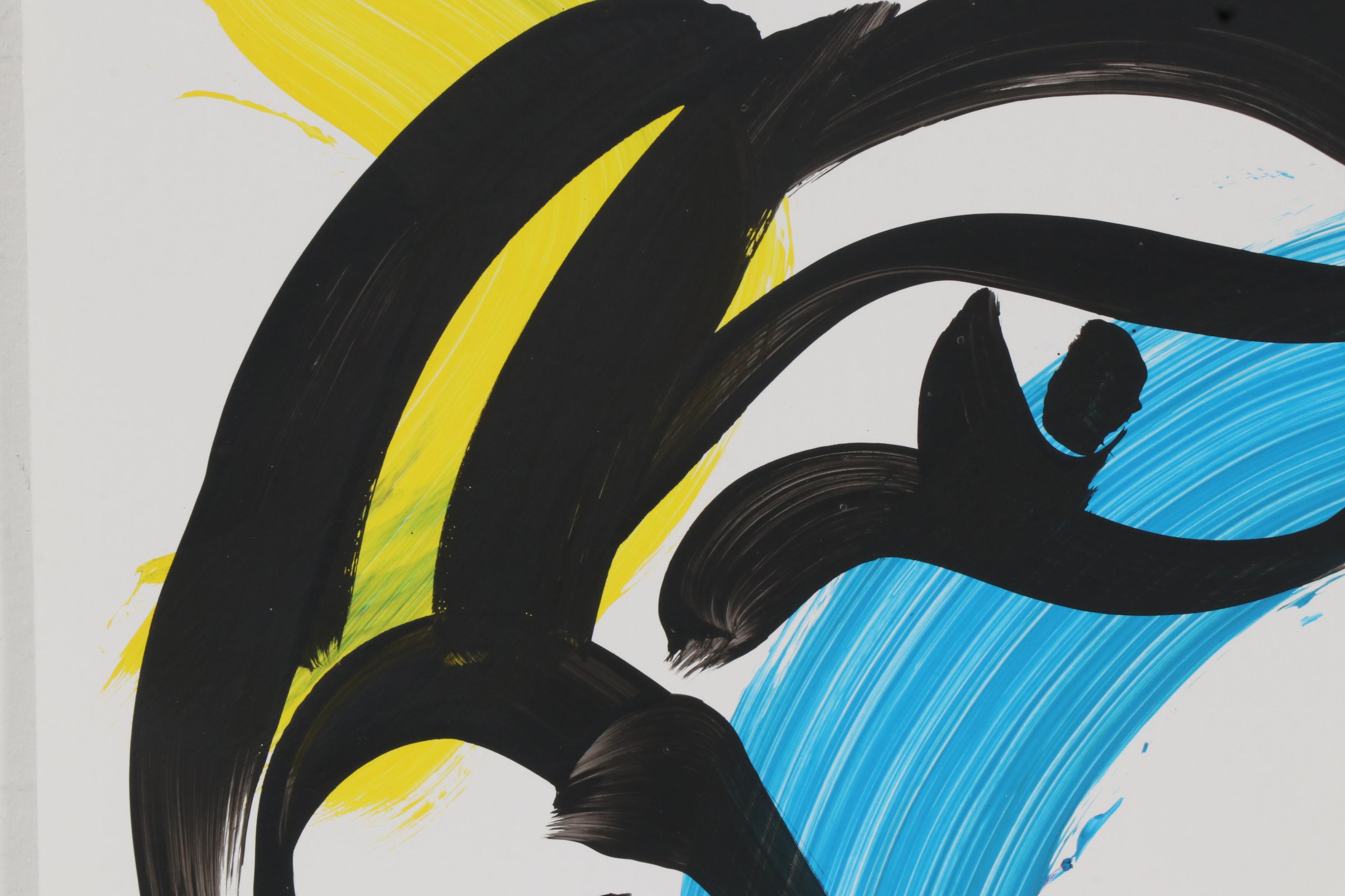 Peter Keil Abstract Portrait Acrylic Painting, Late 20th Century