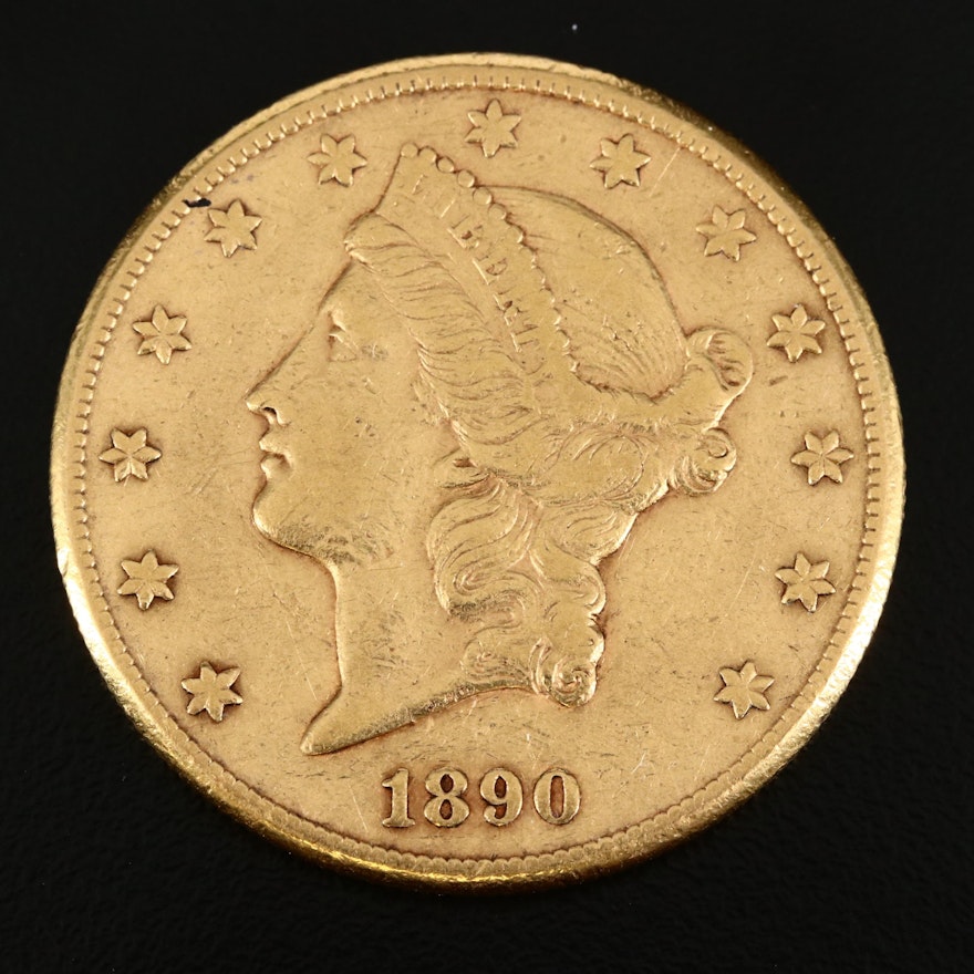 Better Date Low Mintage 1890-CC Liberty Head $20 Gold Double Eagle, Type II