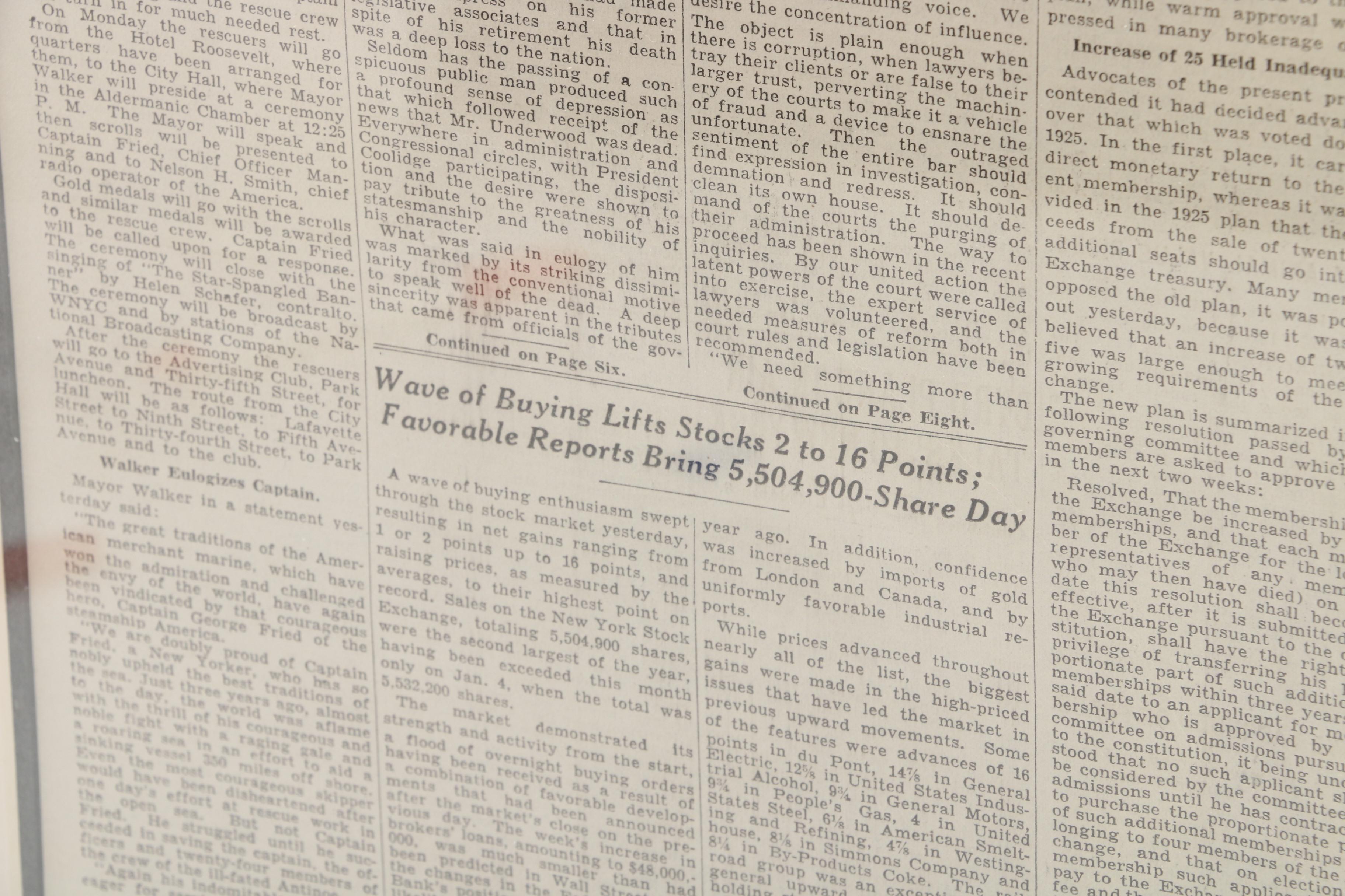 "The New York Times" Newspaper Volume LXXVIII/No. 25,935, January 26, 1929
