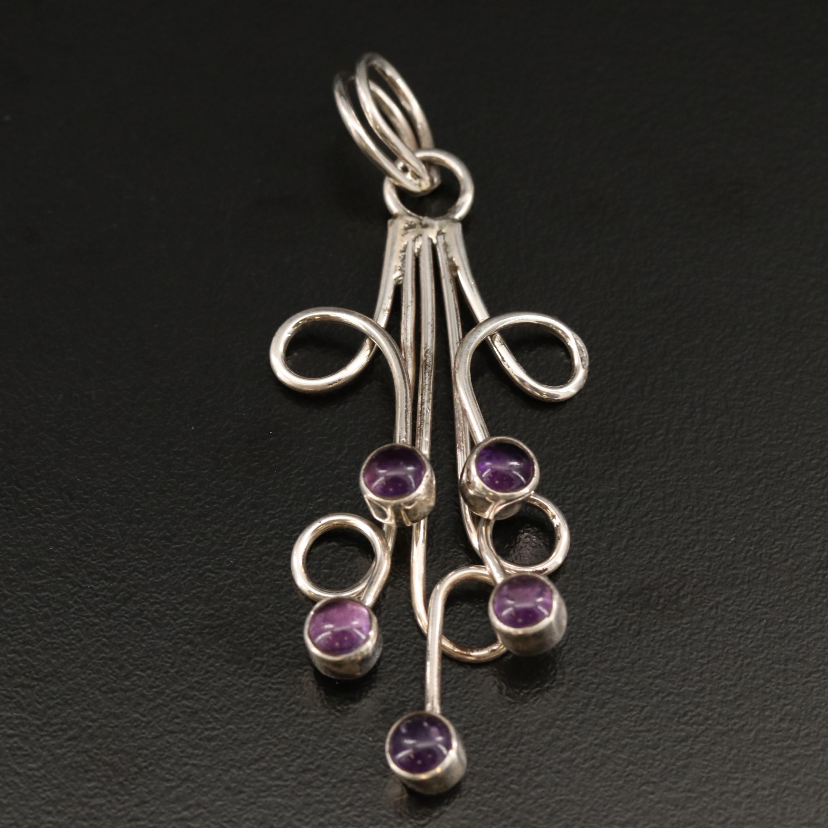 Modernist Sterling Silver Amethyst Pendant