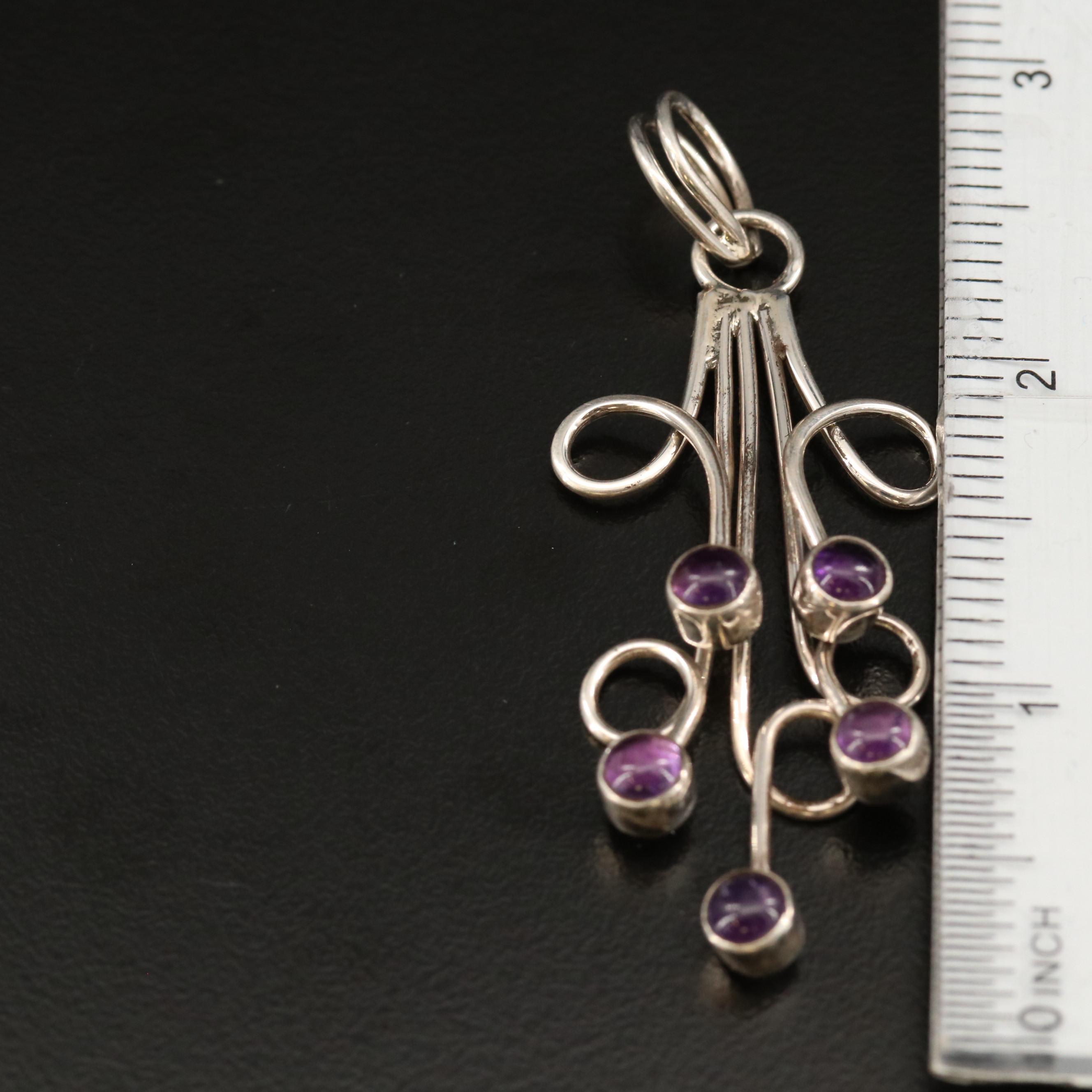 Modernist Sterling Silver Amethyst Pendant