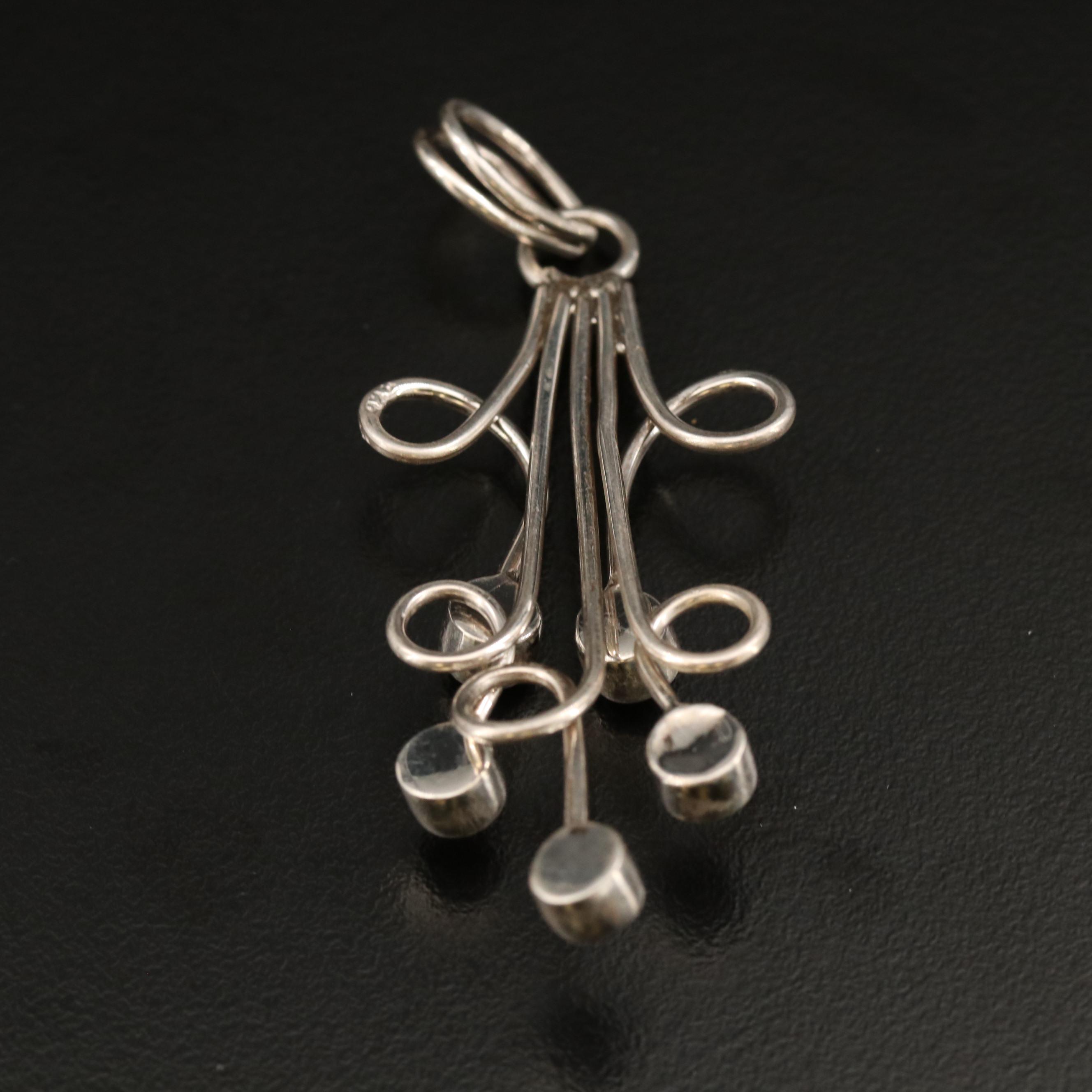 Modernist Sterling Silver Amethyst Pendant