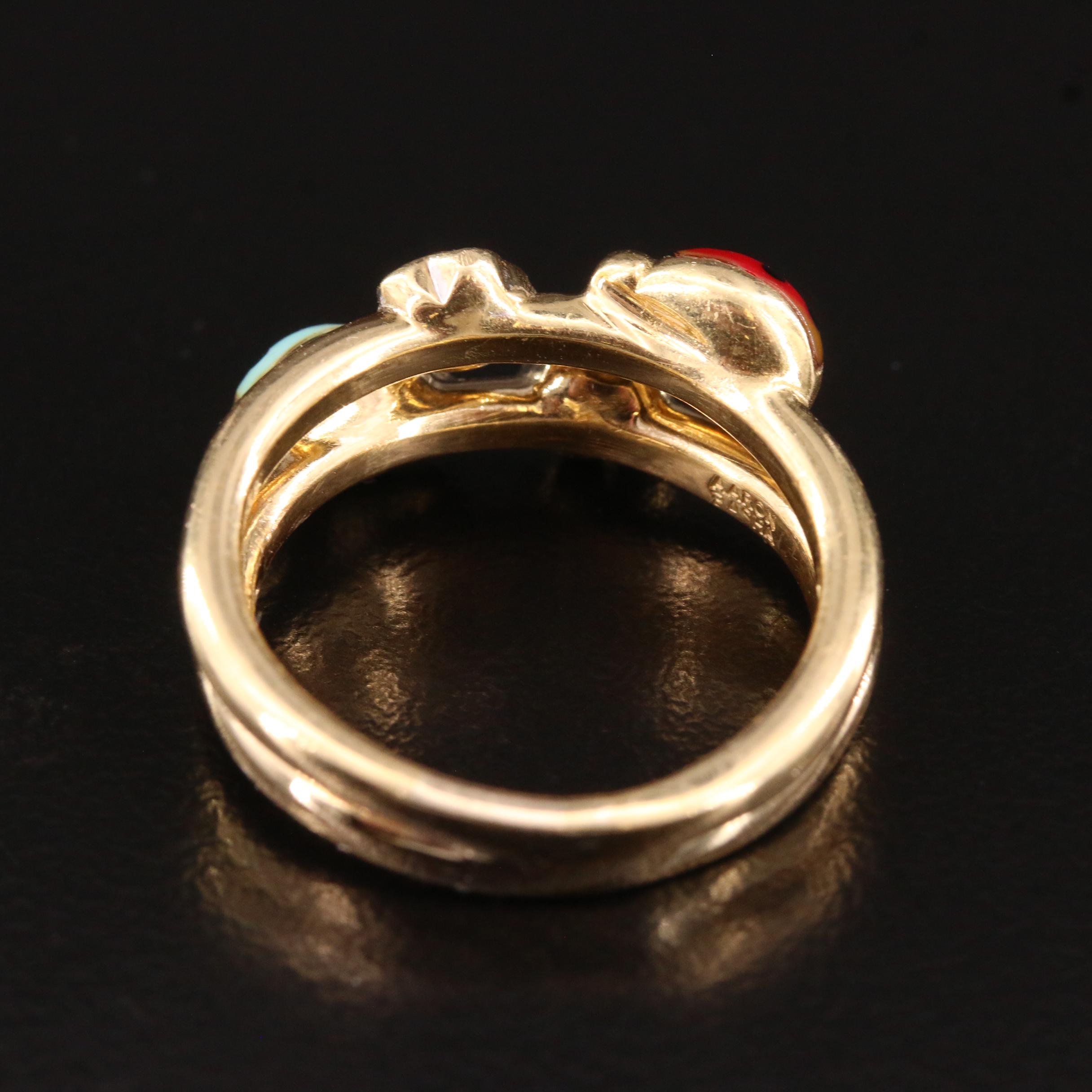 Aaron Basha 18K Diamond and Enamel Ladybug Ring