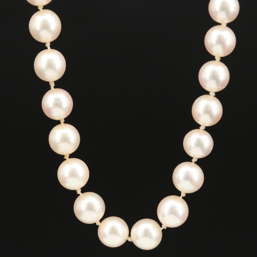 Culture Pearl Necklace with Diamond and Mixed Gemstone Floral Clasp