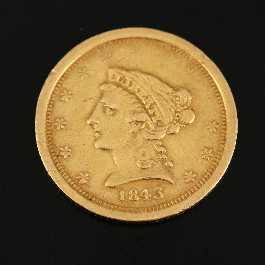 1843-O Liberty Head $2.50 Gold Quarter Eagle