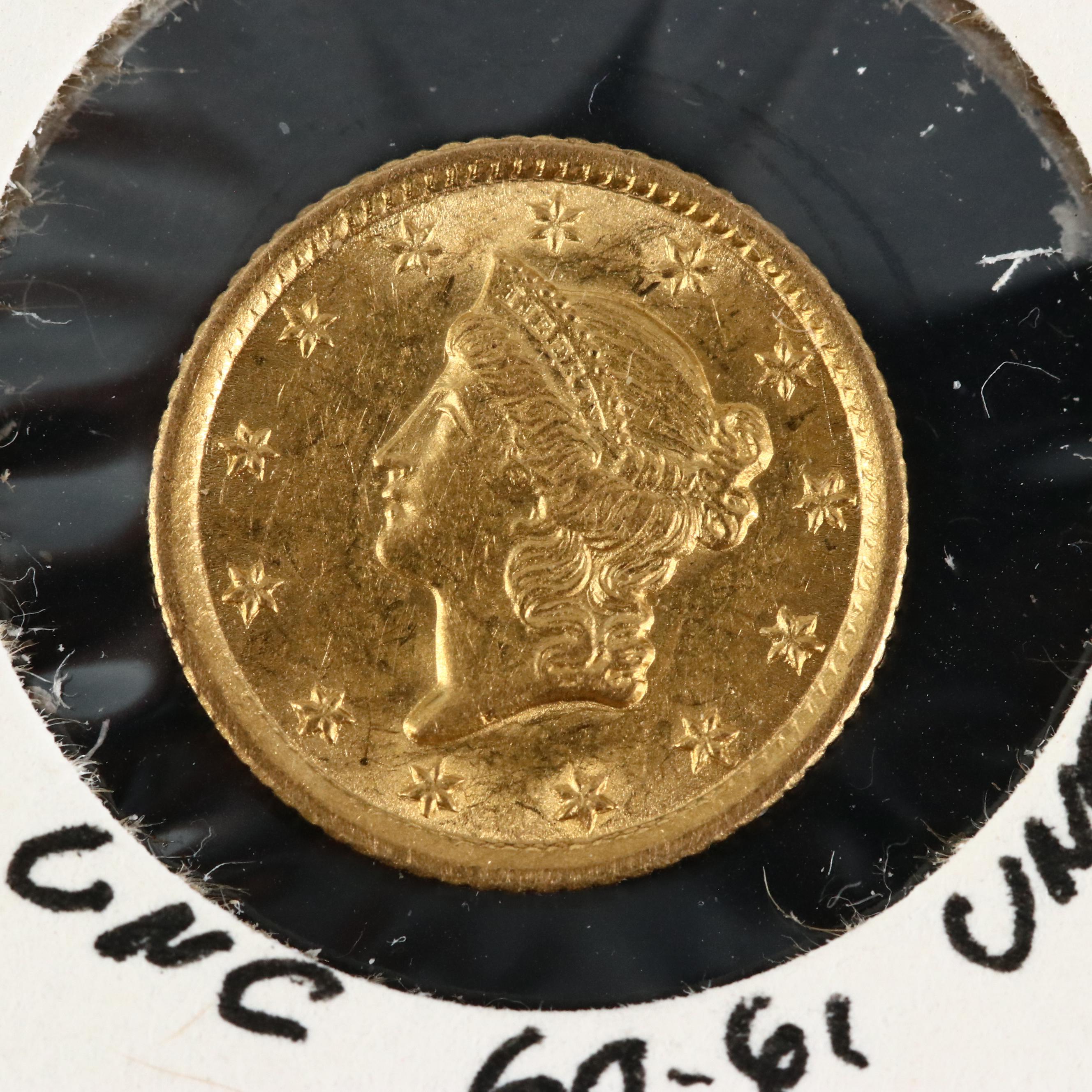 Better Date Low Mintage 1852-O Liberty Head $1 Gold Coin