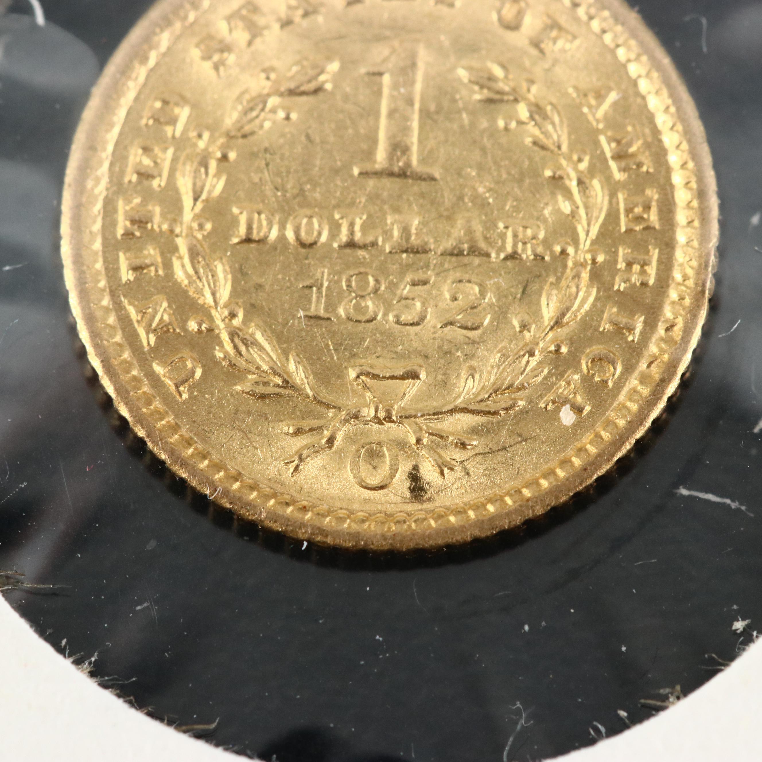 Better Date Low Mintage 1852-O Liberty Head $1 Gold Coin