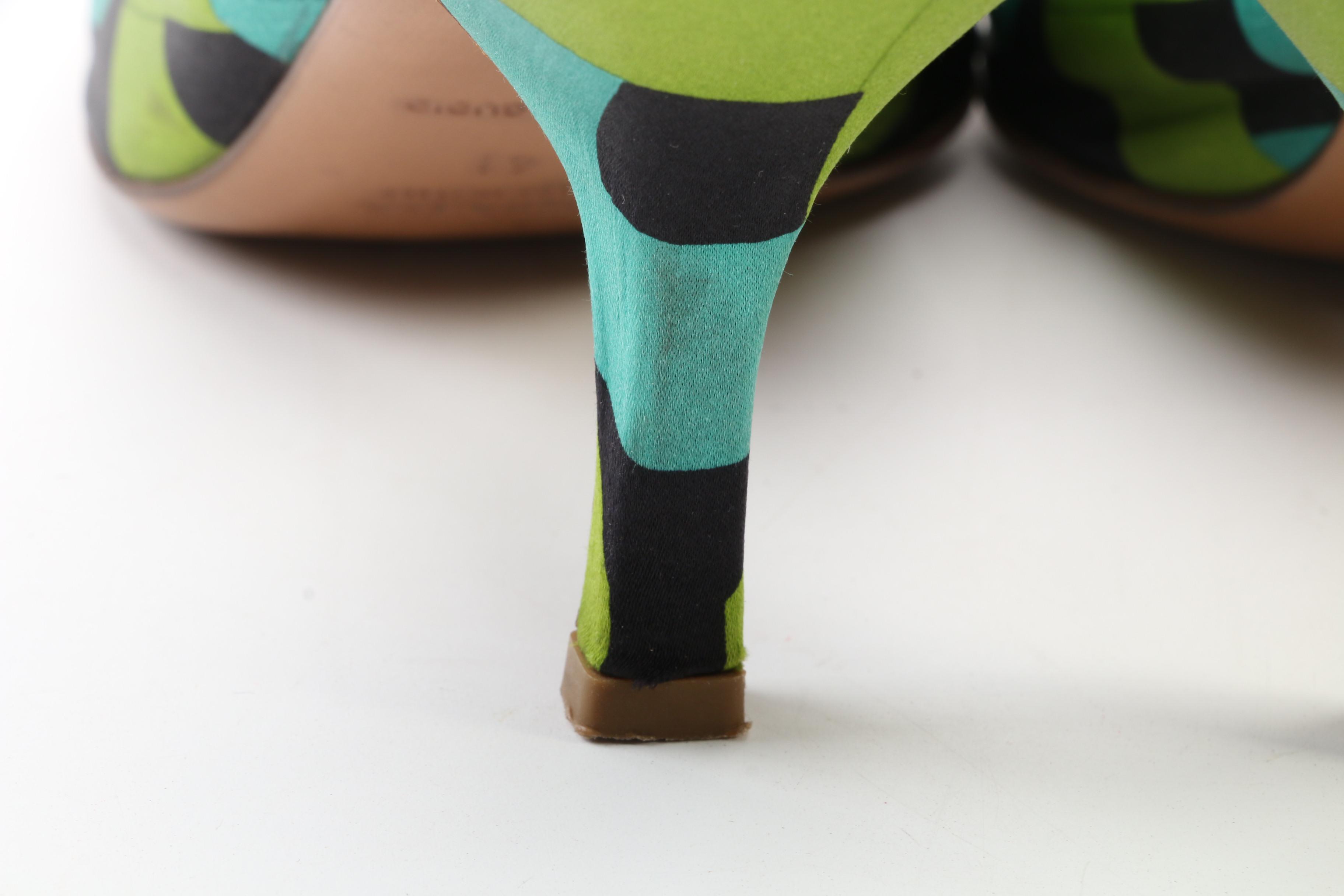 Prada Geometric Patterned Mules with Grosgrain and Bow Trim