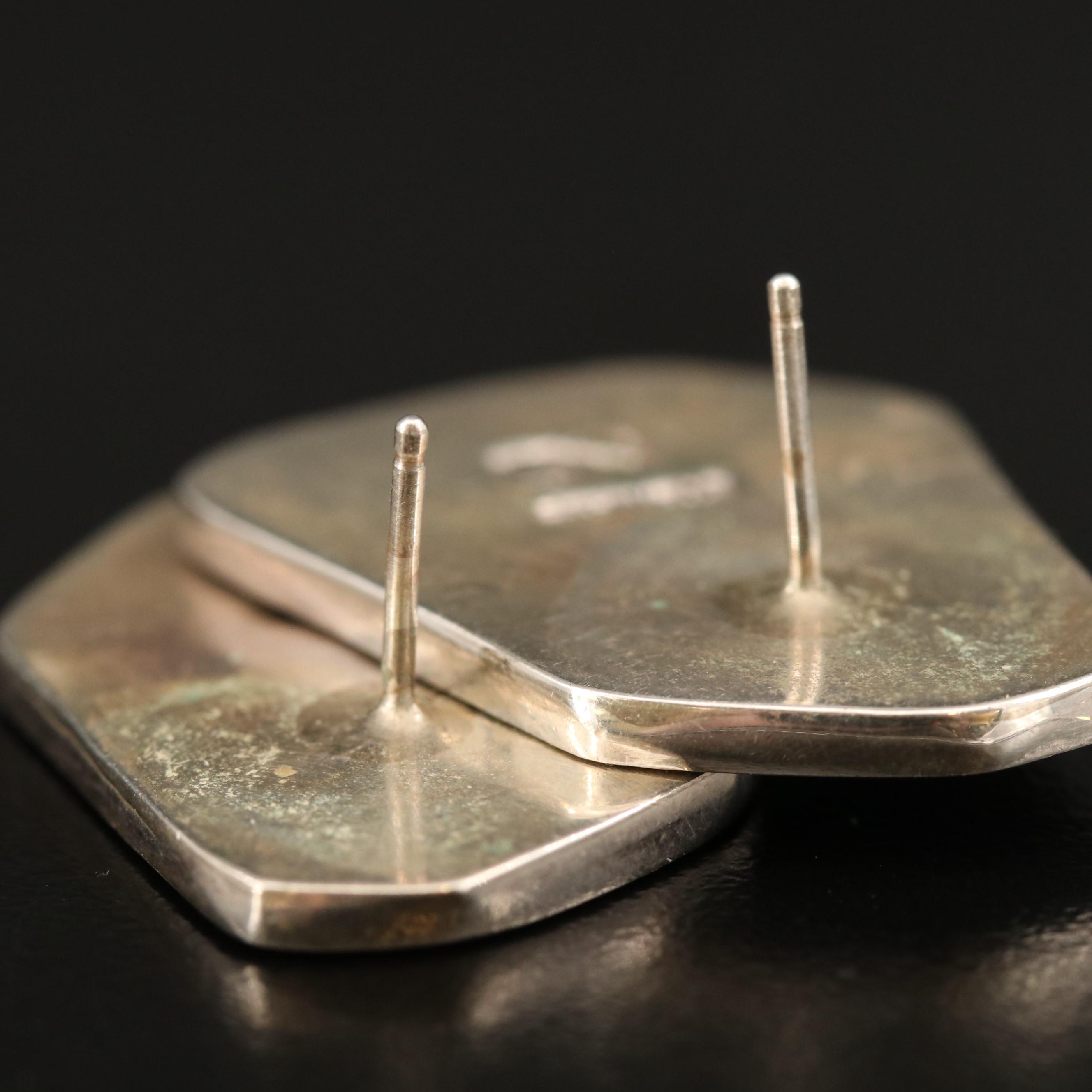 Nicholas Gambino Navajo Diné Sterling Silver Azurmalachite Earrings