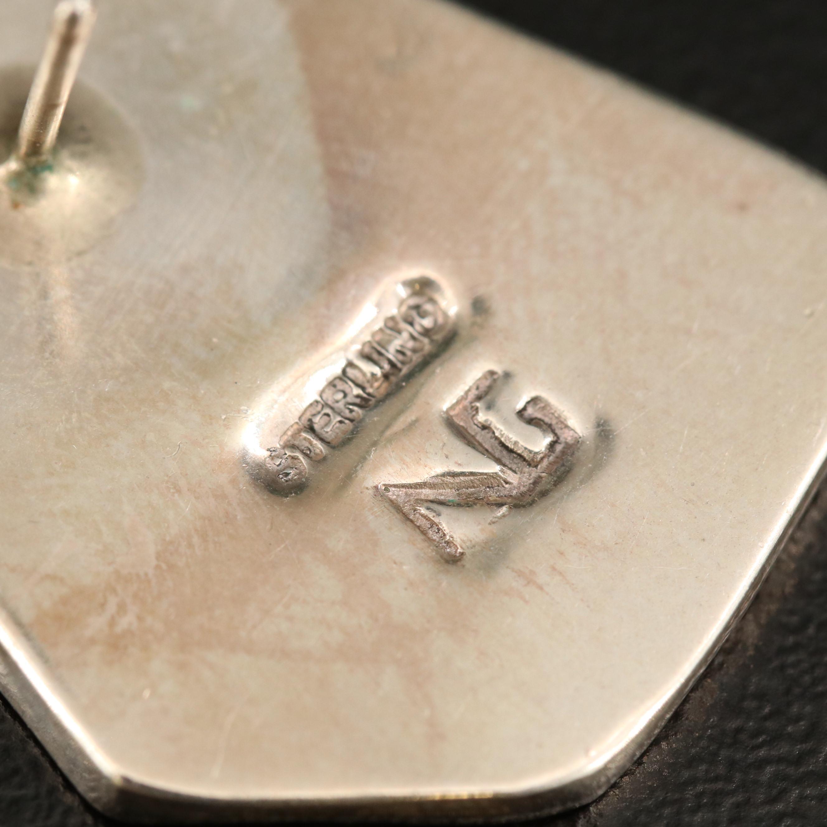 Nicholas Gambino Navajo Diné Sterling Silver Azurmalachite Earrings