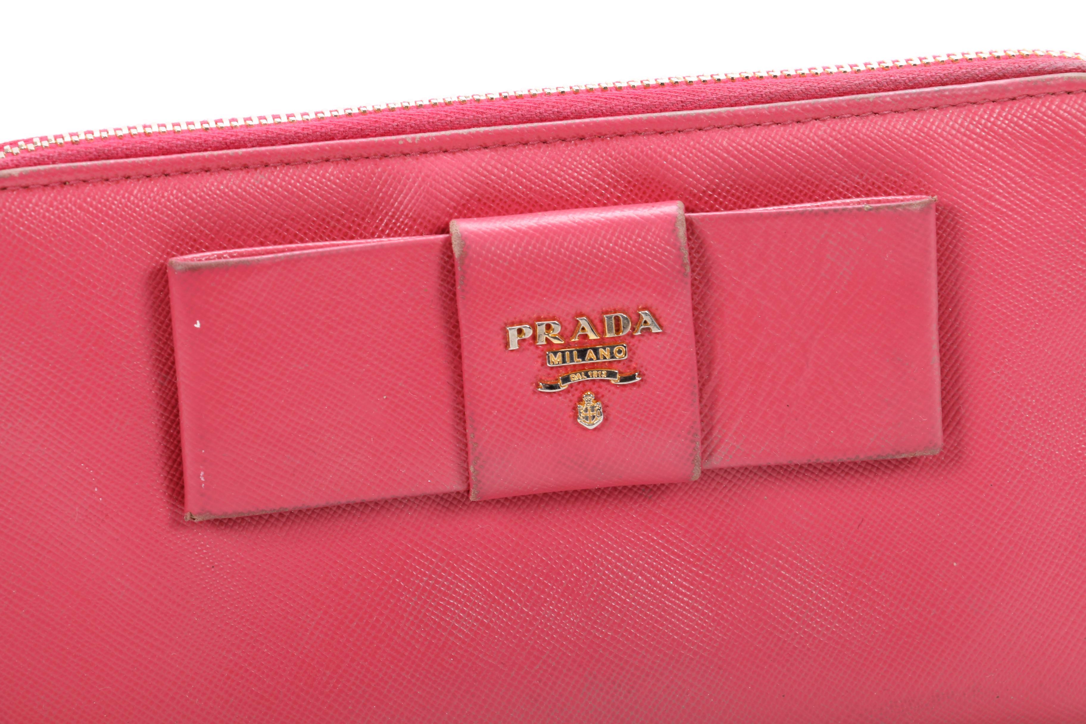 Prada Pink Saffiano Leather Continental Wallet