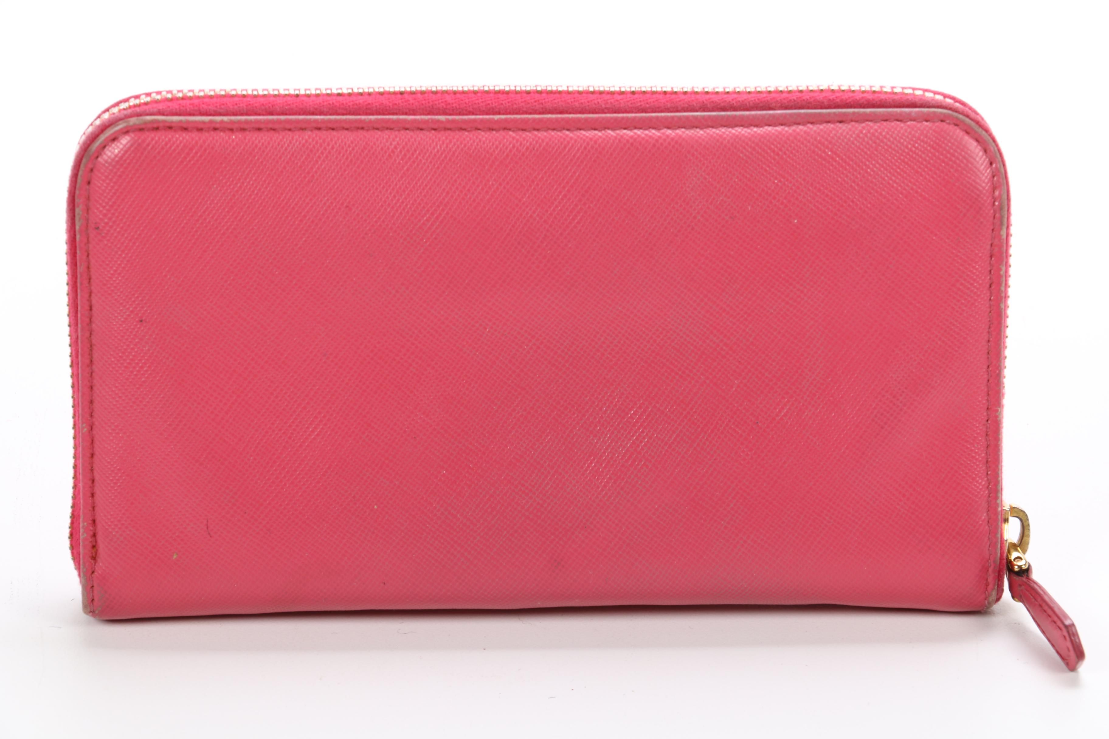 Prada Pink Saffiano Leather Continental Wallet