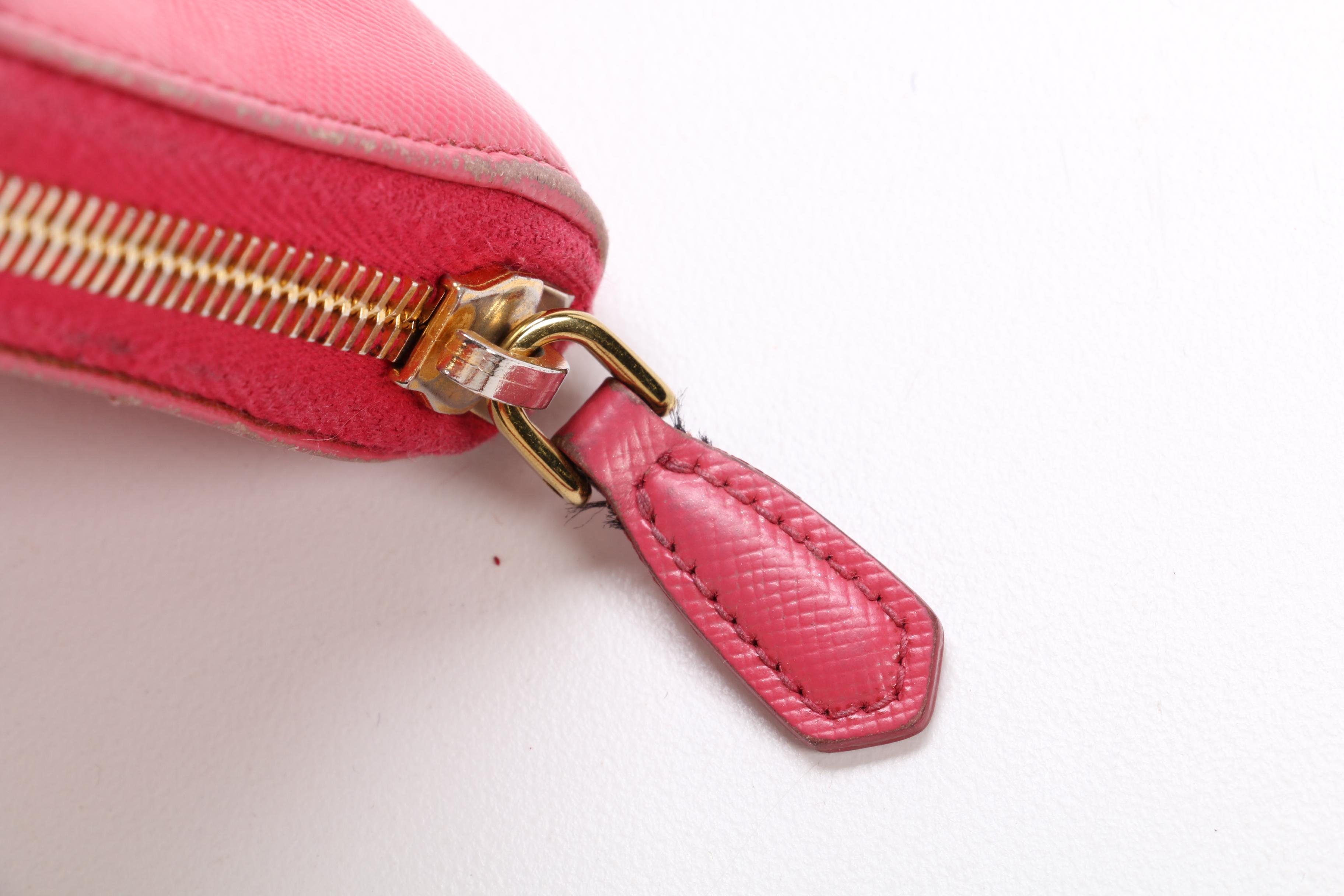 Prada Pink Saffiano Leather Continental Wallet