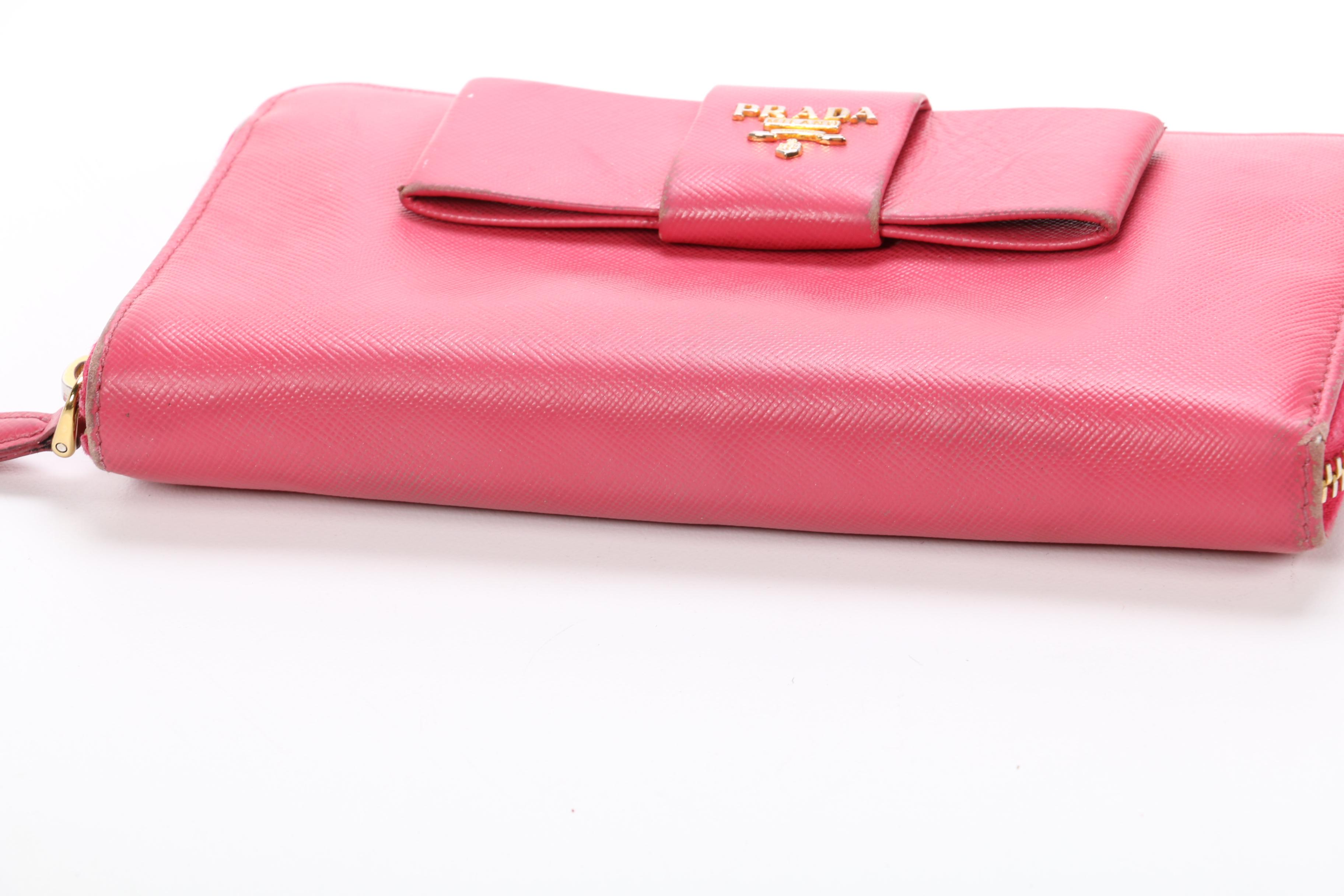 Prada Pink Saffiano Leather Continental Wallet