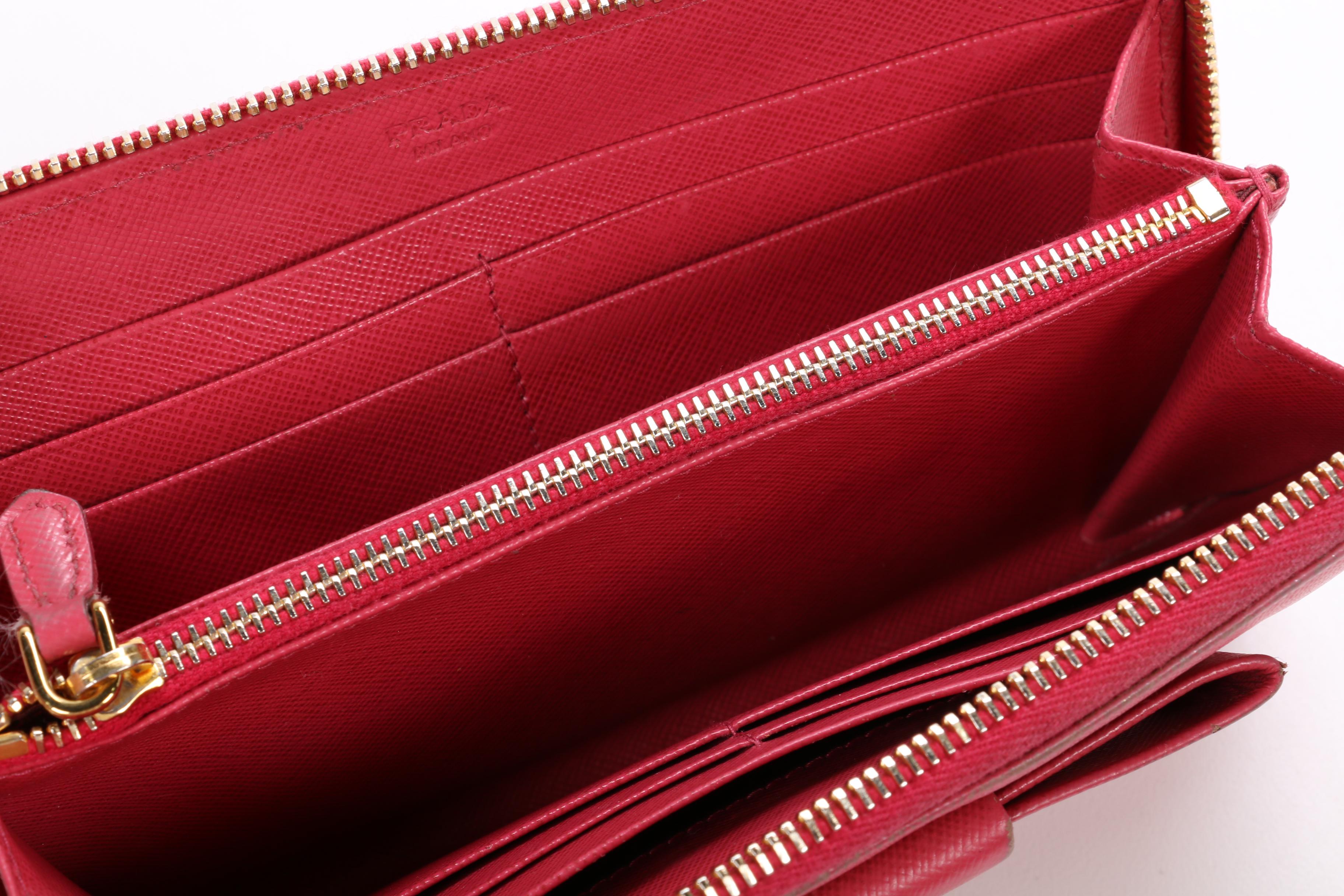 Prada Pink Saffiano Leather Continental Wallet