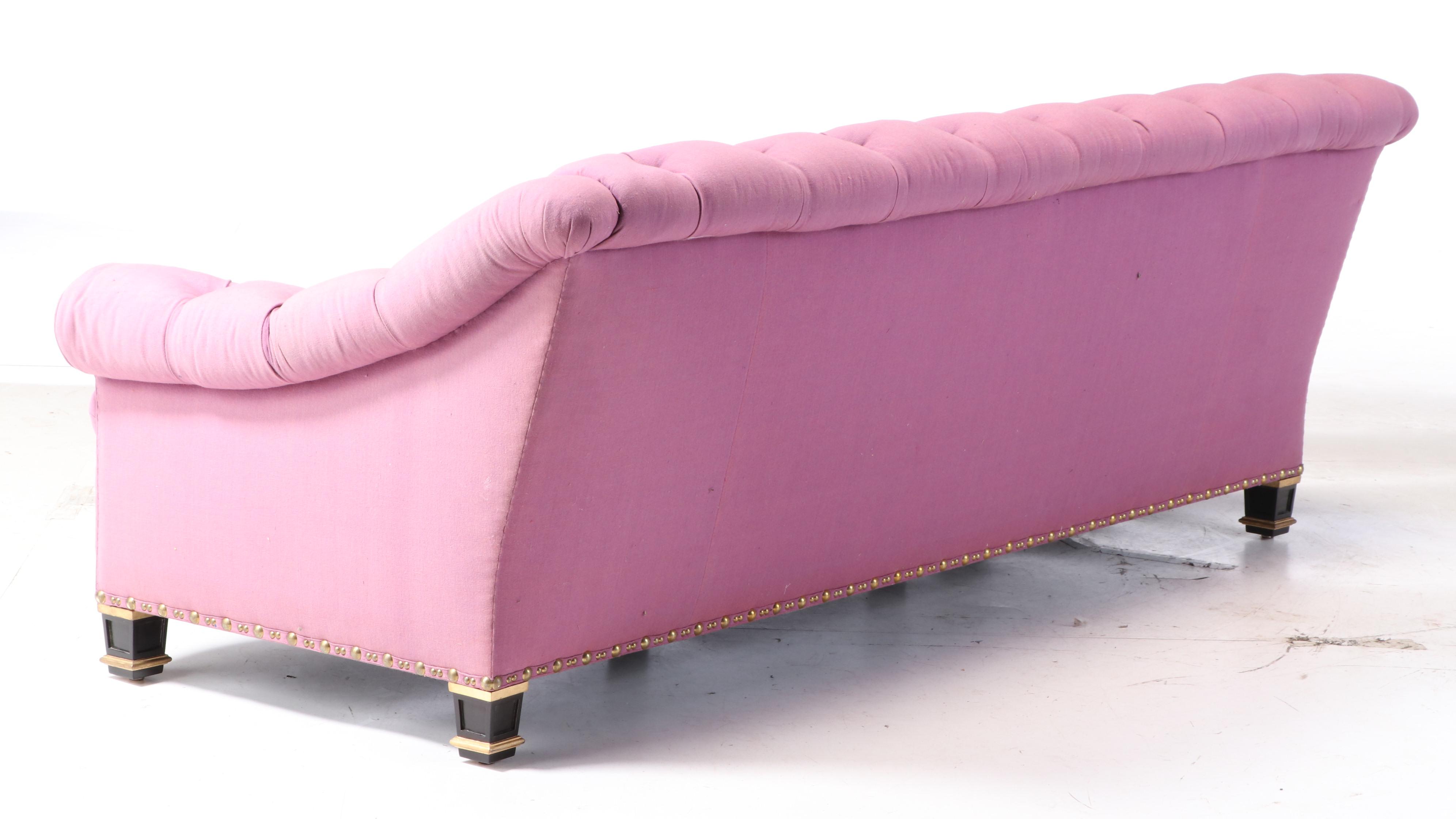 Chesterfield Style Button-Tufted and Brass-Tacked Sofa, 20th Century