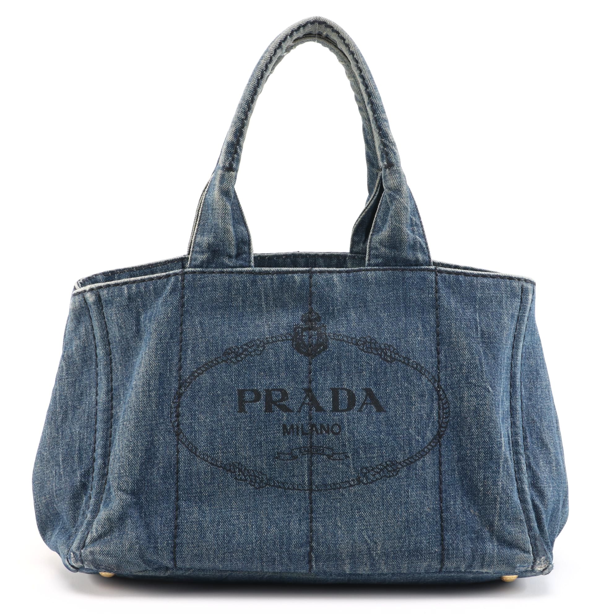 Prada Canapa Denim Avio Tote