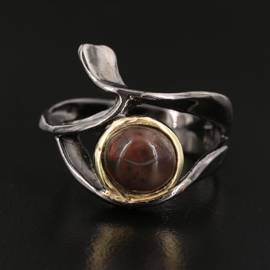 Sterling Silver Opal Asymmetrical Ring