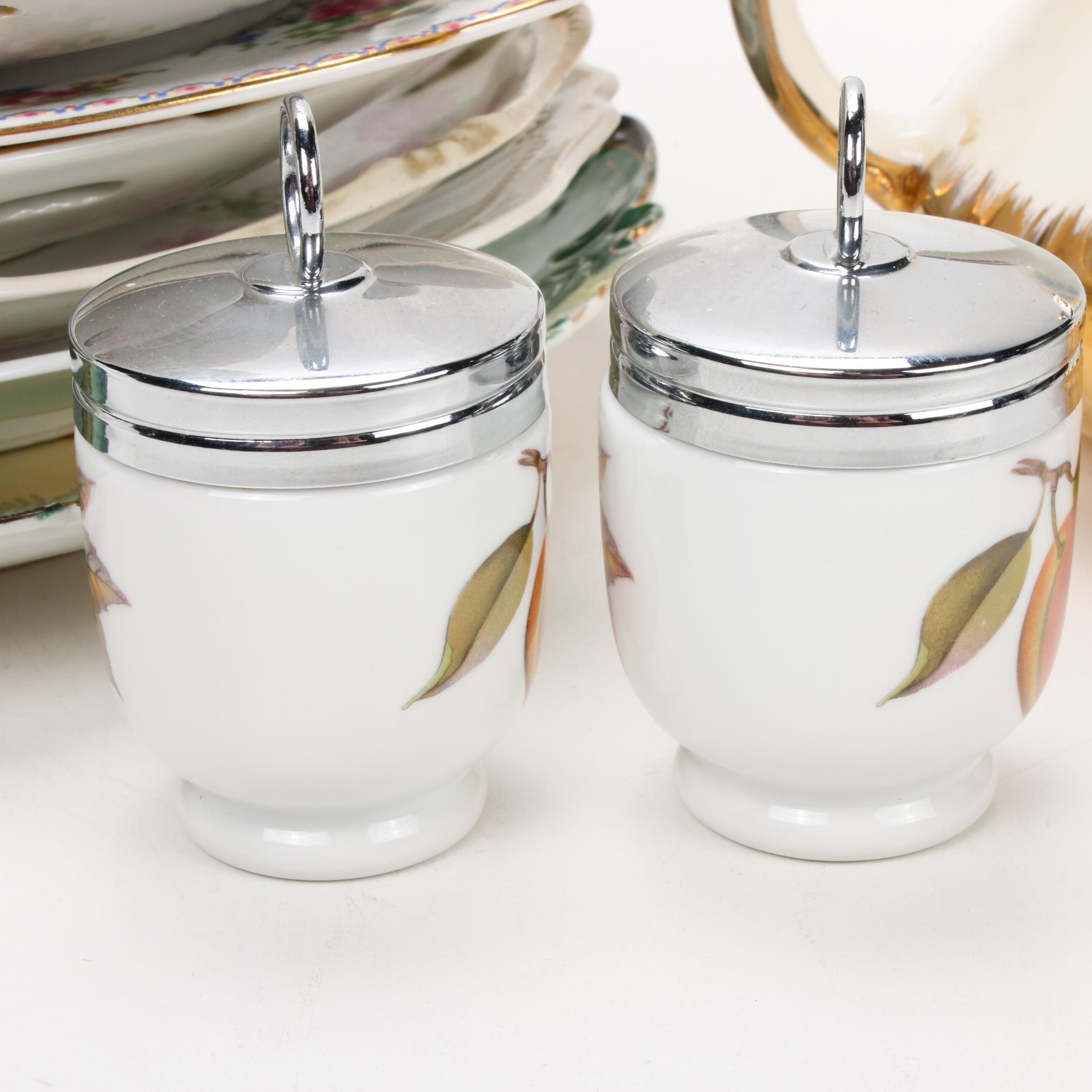 Jean Pouyat Limoges and Other Gilt Porcelain Plates and Serveware