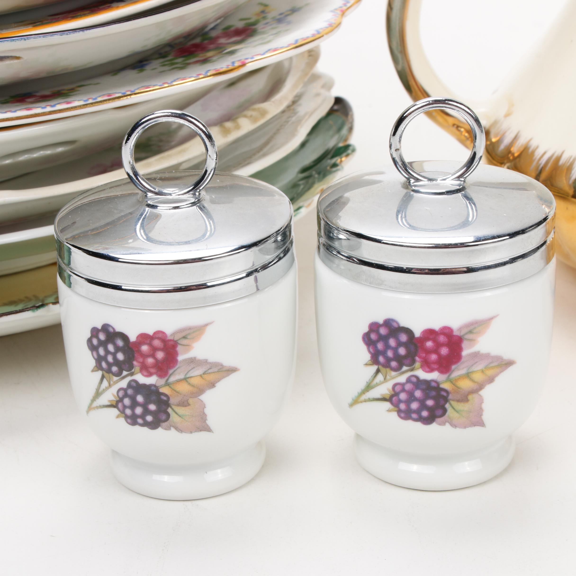 Jean Pouyat Limoges and Other Gilt Porcelain Plates and Serveware