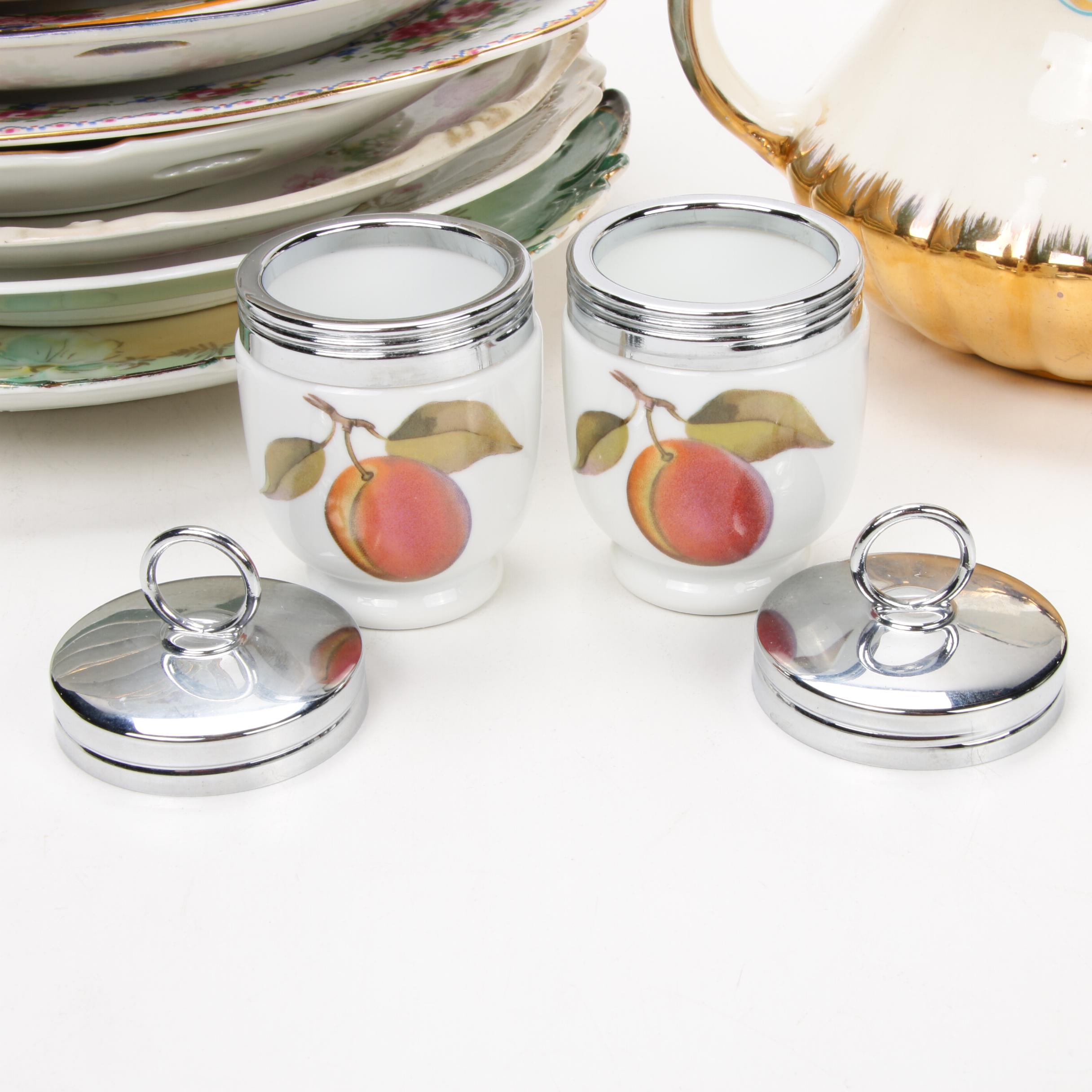 Jean Pouyat Limoges and Other Gilt Porcelain Plates and Serveware