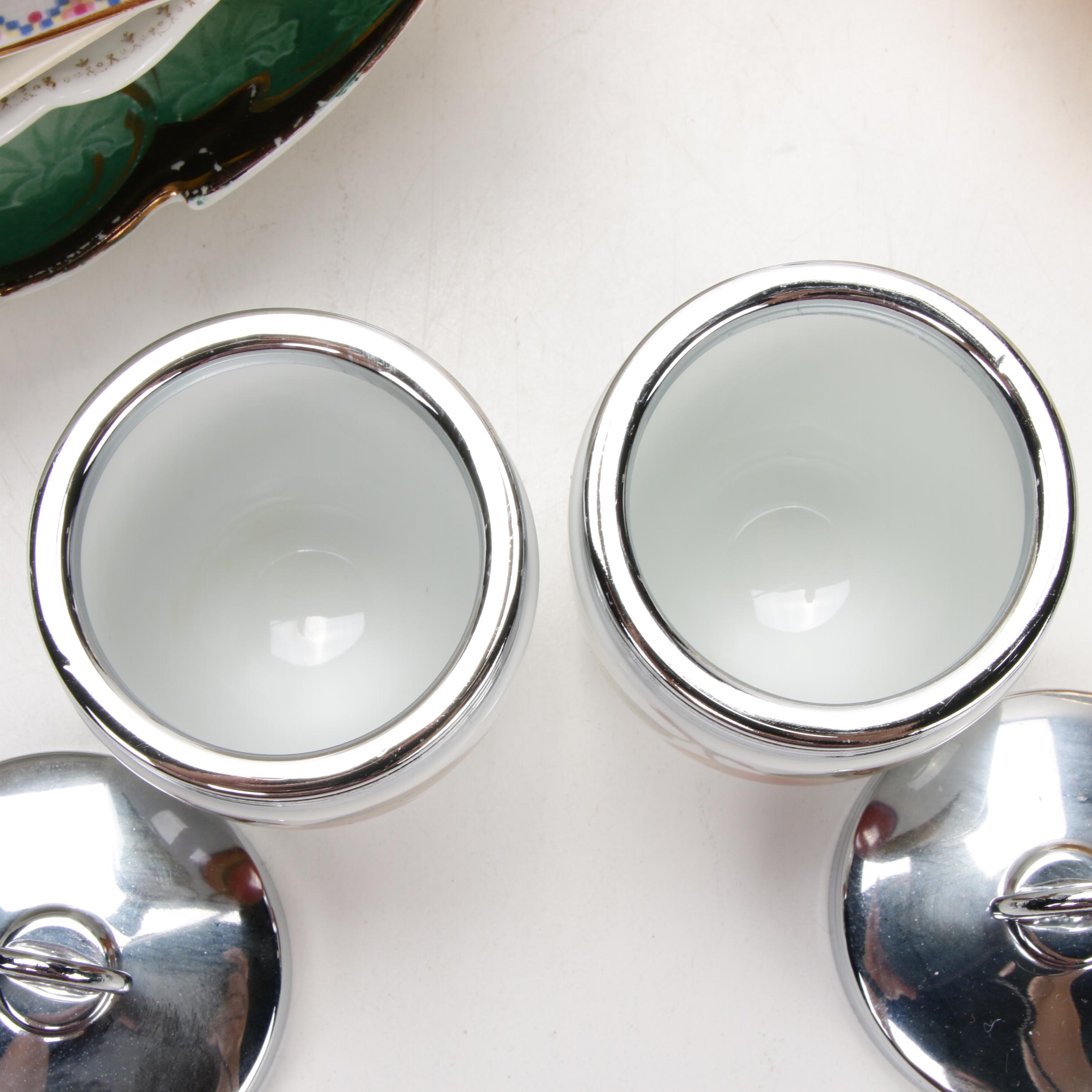 Jean Pouyat Limoges and Other Gilt Porcelain Plates and Serveware