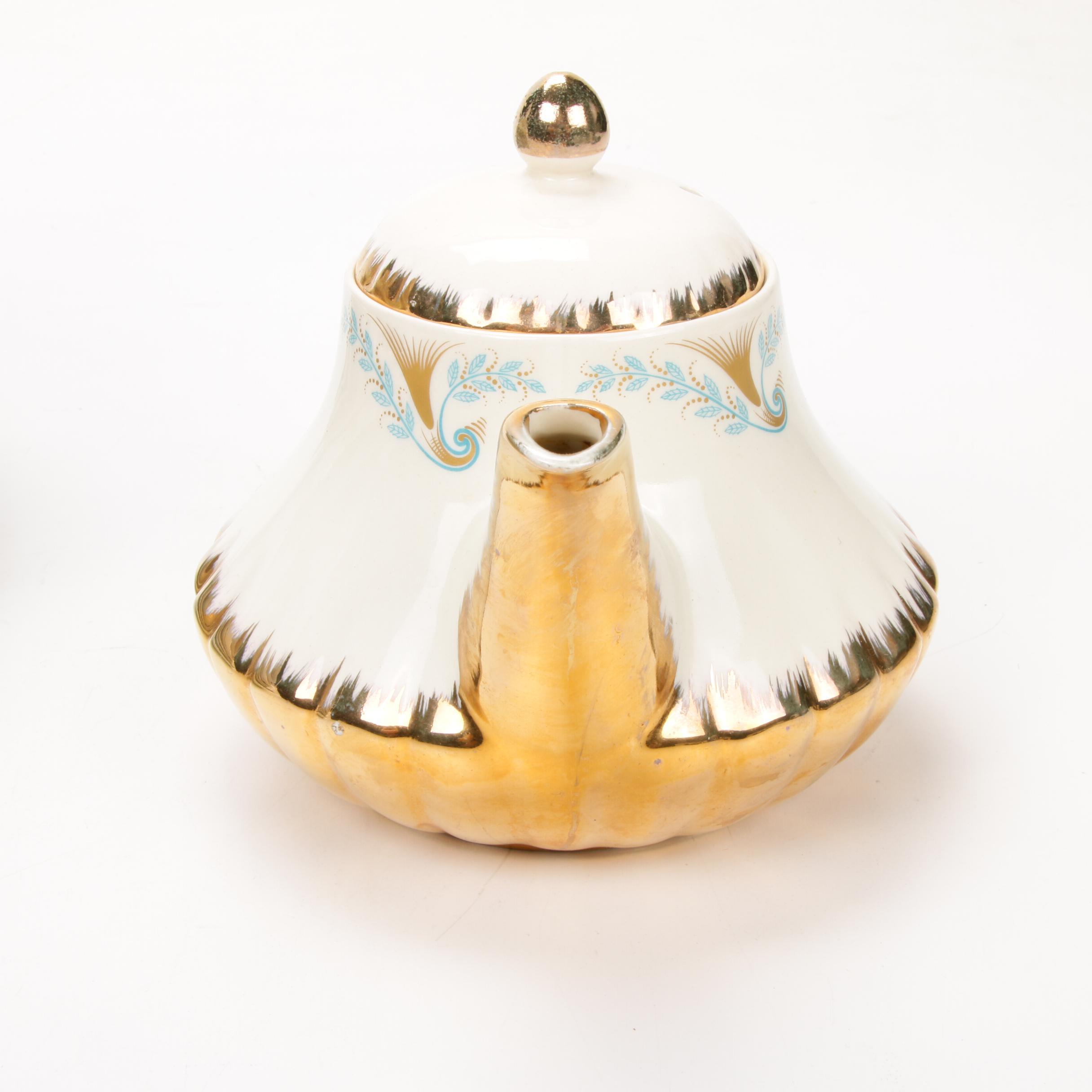 Jean Pouyat Limoges and Other Gilt Porcelain Plates and Serveware